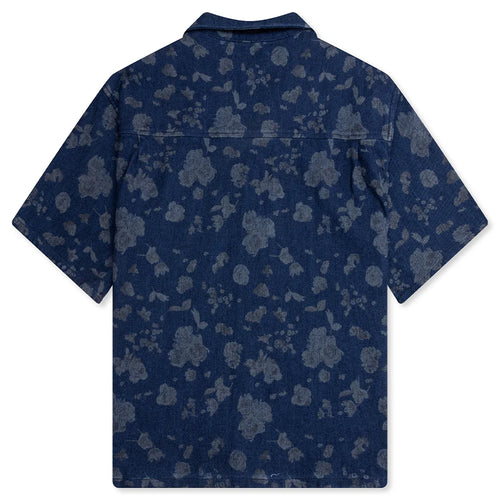 Indigo Floral Camp Shirt Blue