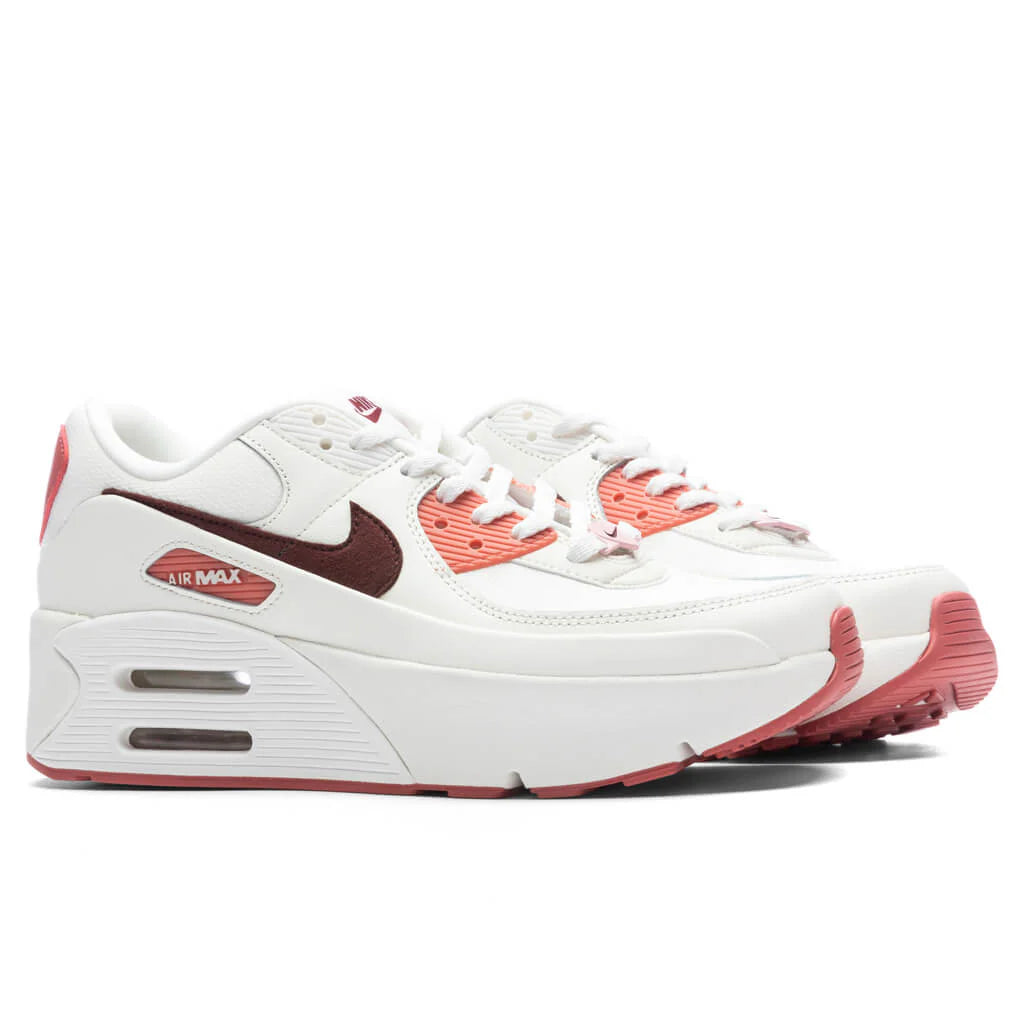 Womens Air Max 90 LV8 SE Valentines Day Sail Dark Team Red Soft Pink