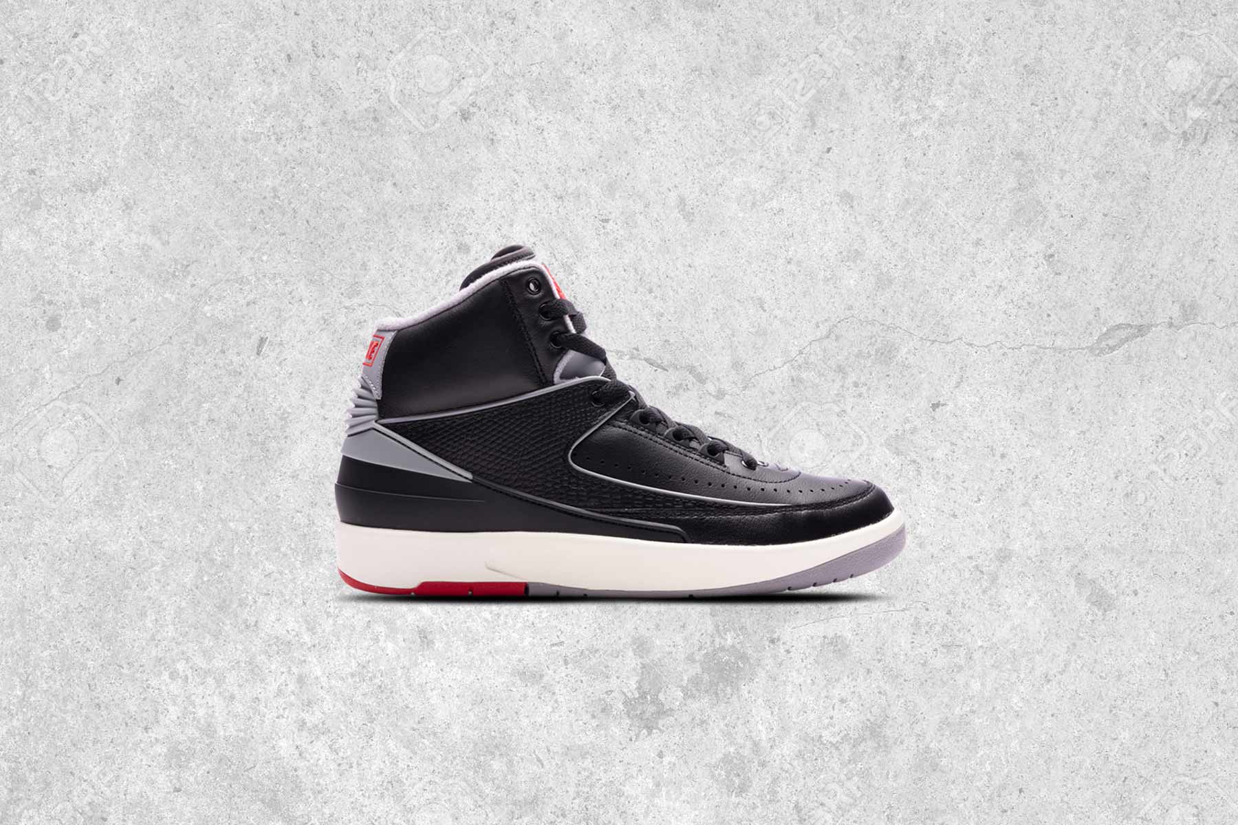 Air Jordan 2 Retro GS Black Cement Black Cement Grey Fire Red