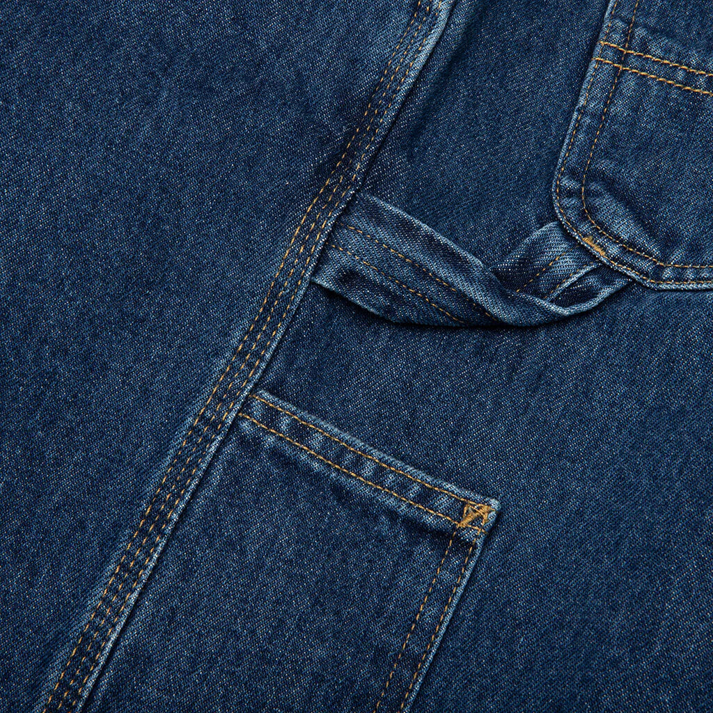 Single Knee Short Blue Stone Washed