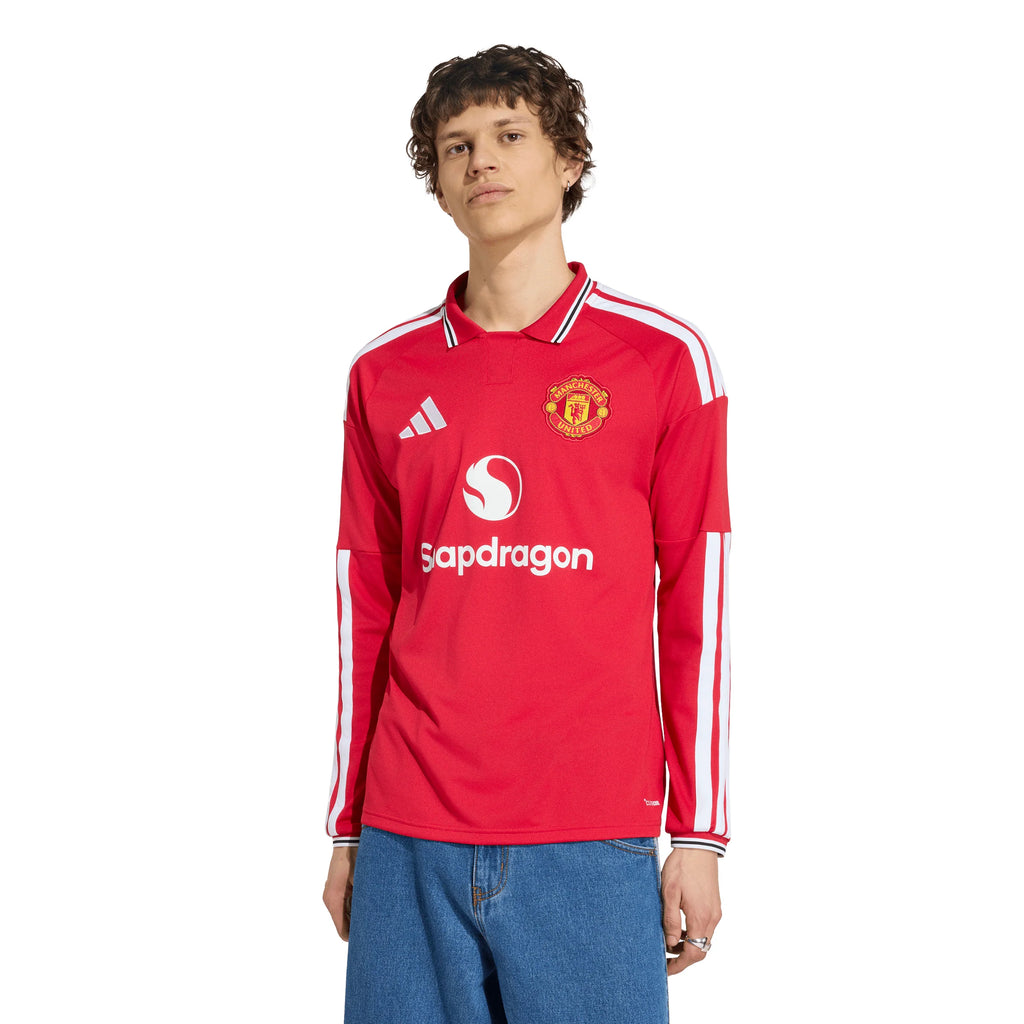 adidas Manchester United Home Long Sleeve Mens Soccer Jersey 26 27 Red White
