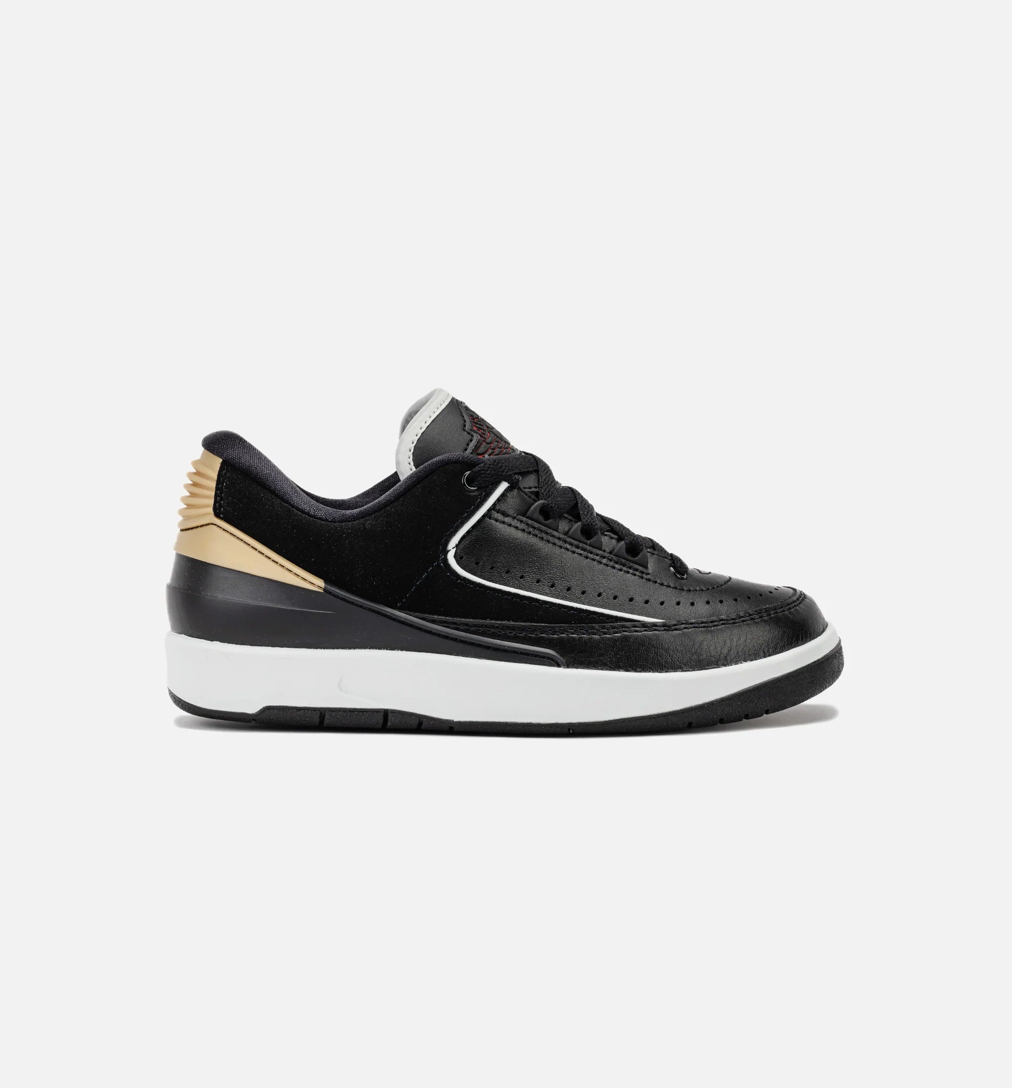 Air Jordan 2 Retro Low Black Varsity Red Womens Lifestyle Shoe Black Varsity Red Metallic Gold Off White