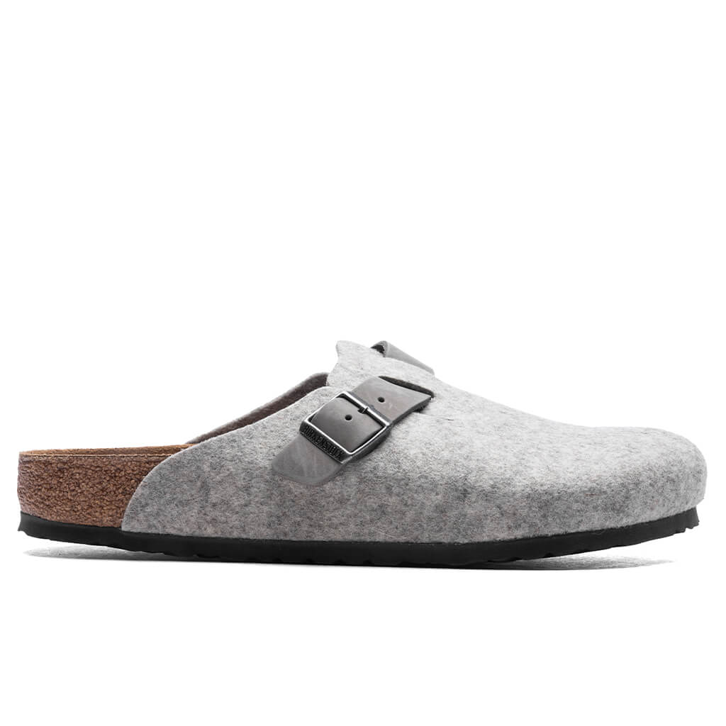 Wide Boston Leather Light Grey