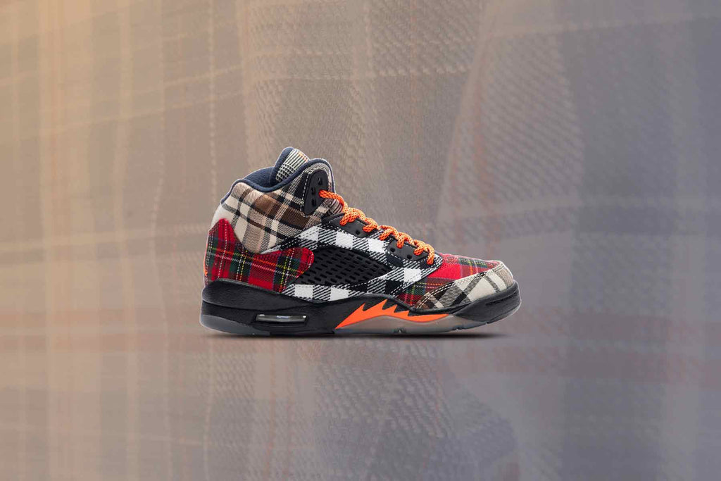 Air Jordan 5 Retro GS Plaid Black Total Orange Dark Obsidian