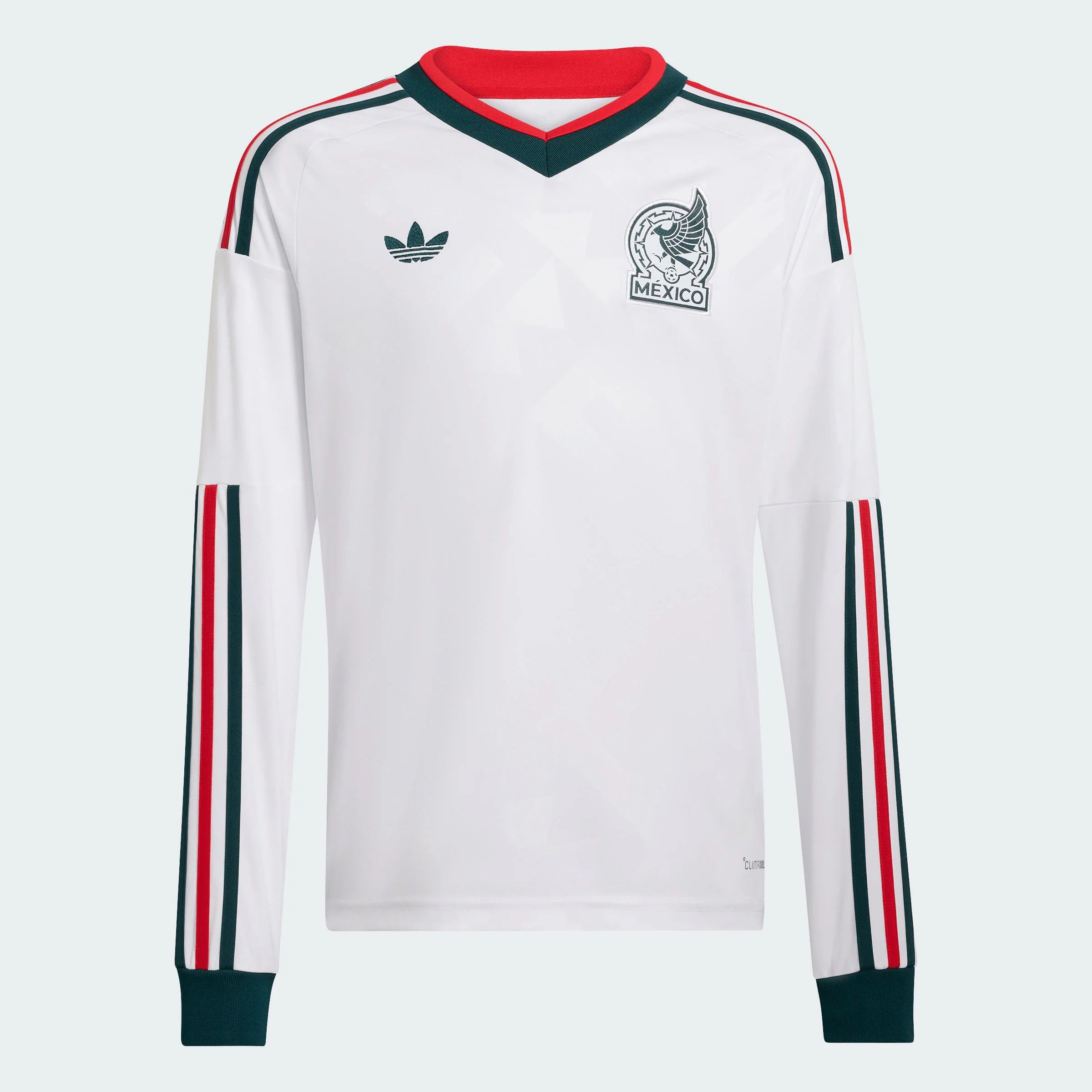 adidas Mexico Away Long Sleeve Youth Soccer Jersey 2026 White