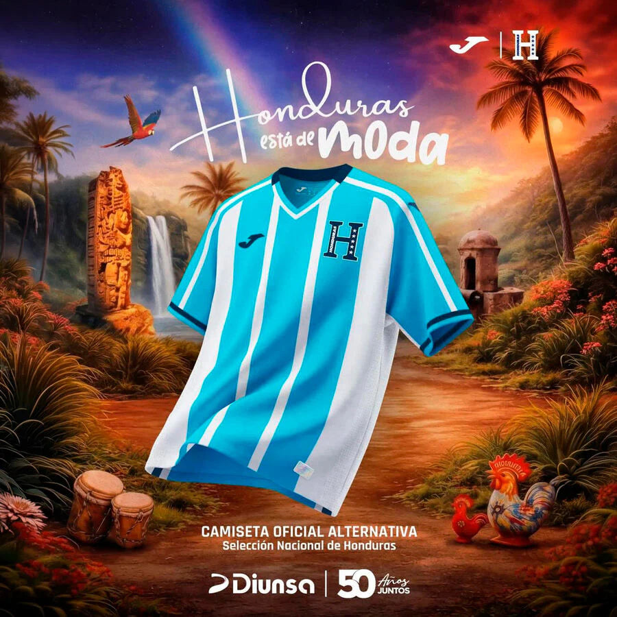 Joma Honduras Away Mens Soccer Jersey 26 Sky Blue White