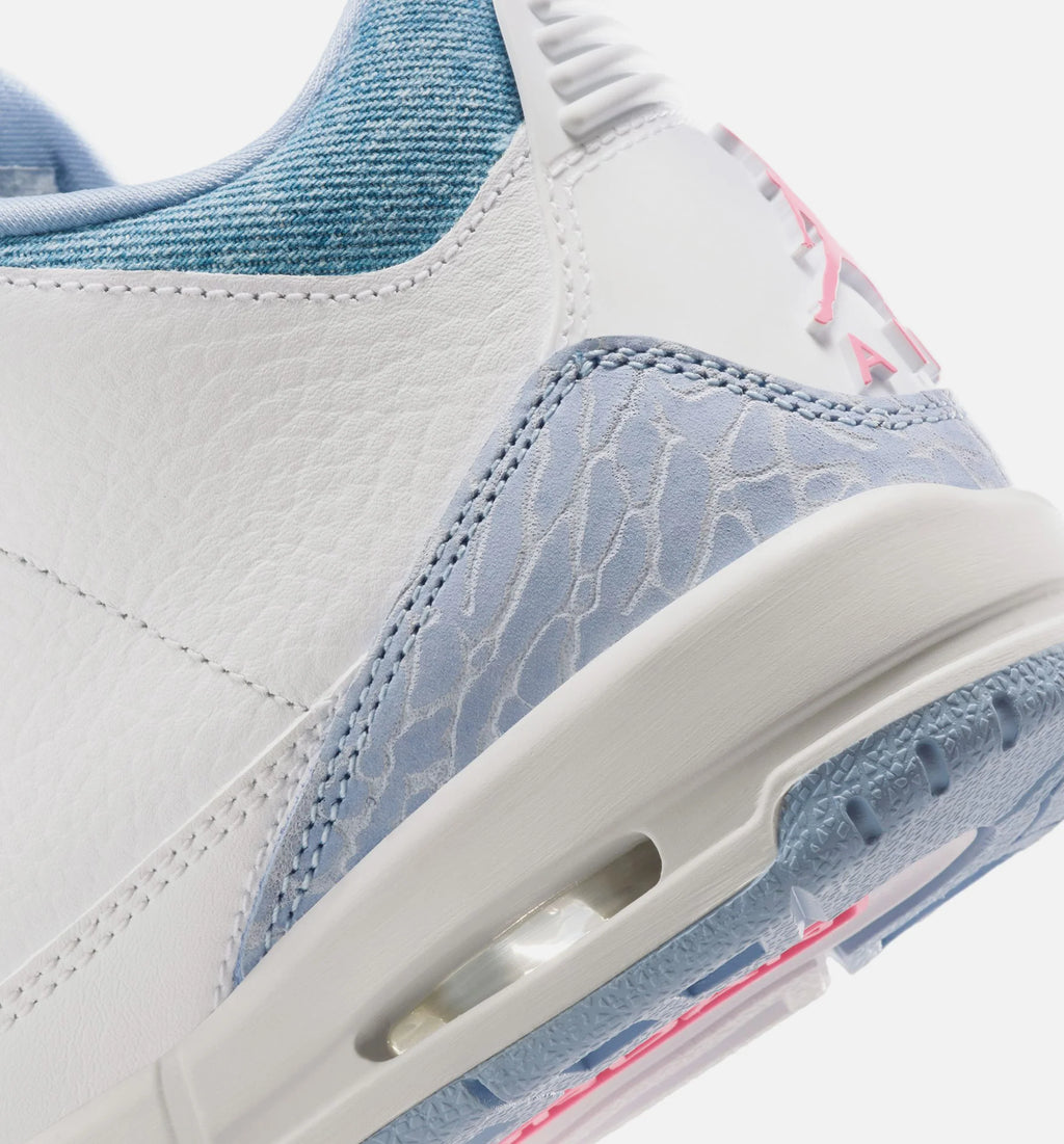 Air Jordan 3 Retro Cobalt Bliss Grade School Lifestyle Shoe White Cobalt Bliss Football Grey Pink Glow