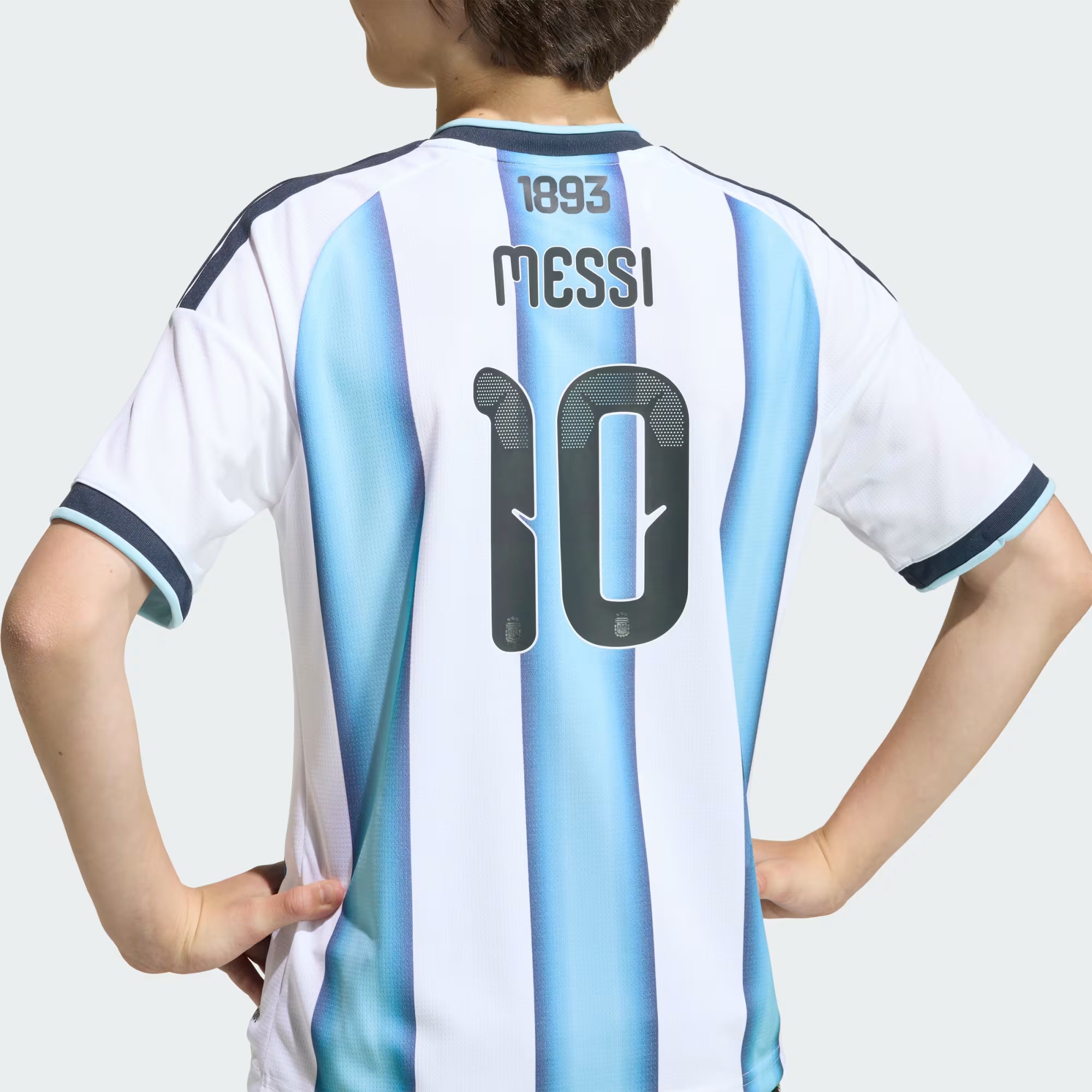 adidas Argentina Home 10 Messi Youth Soccer Jersey 26 White Blue