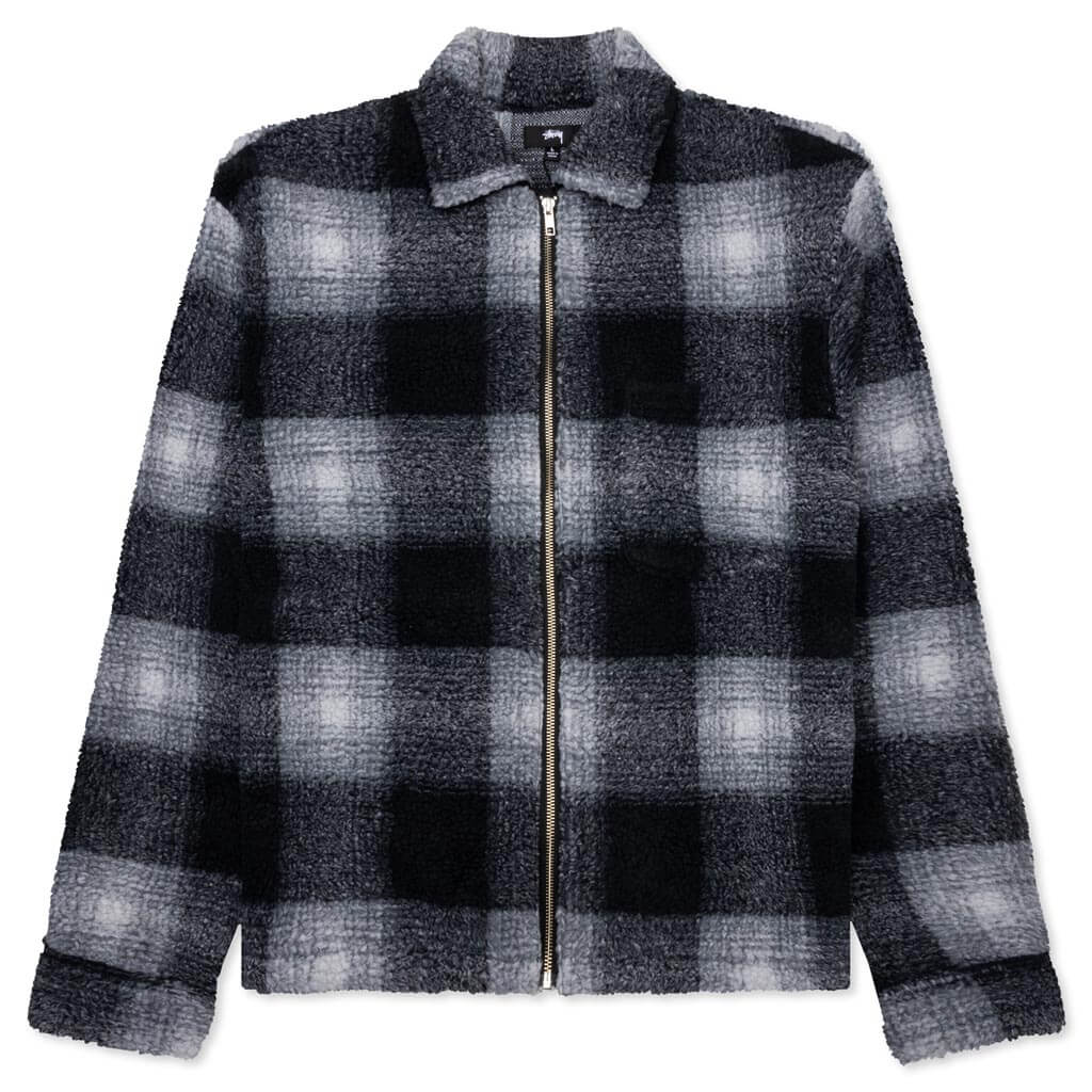 Zip Sherpa Shadow Plaid Black