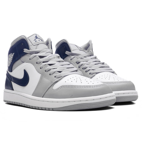 Air Jordan 1 Mid White Midnight Navy Wolf Grey