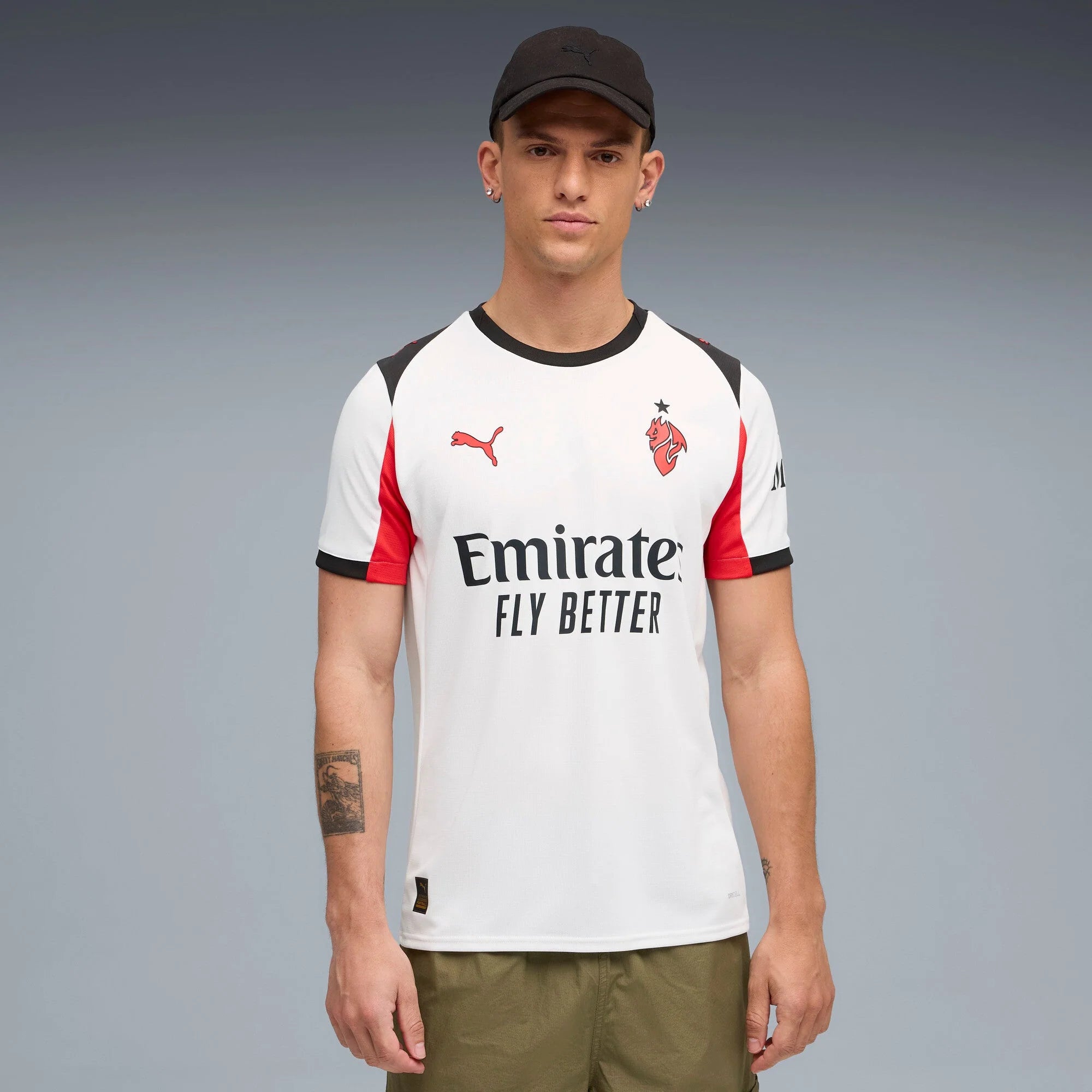 PUMA Mens AC Milan Away Soccer Jersey 25 White Red