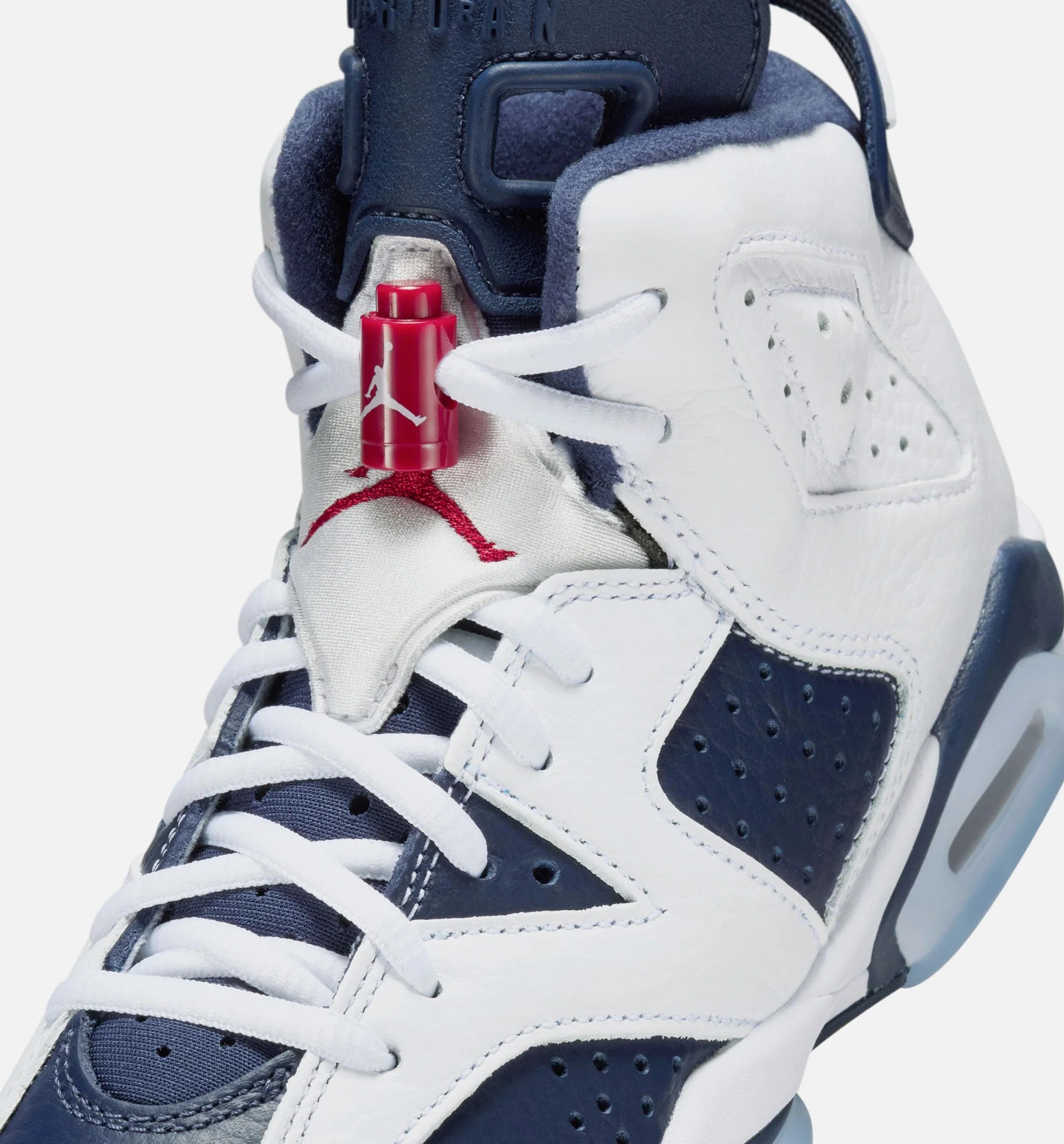 Air Jordan 6 Retro White and Midnight Navy Grade School Lifestyle Shoe White Varsity Red Midnight Navy