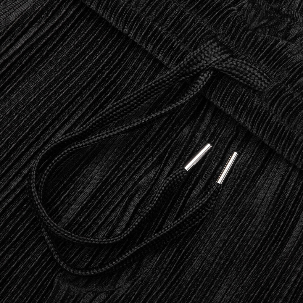 Weave Trim Pleat Pants Black Blue