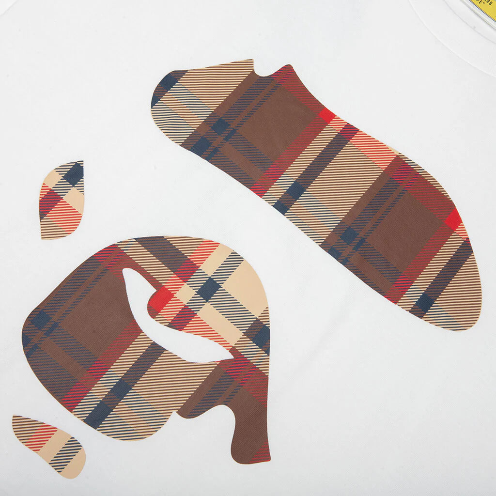 BAPE Check Ape Face Tee White Red