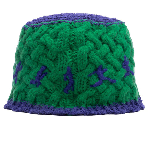 Running Man Crochet Hat Green Blue