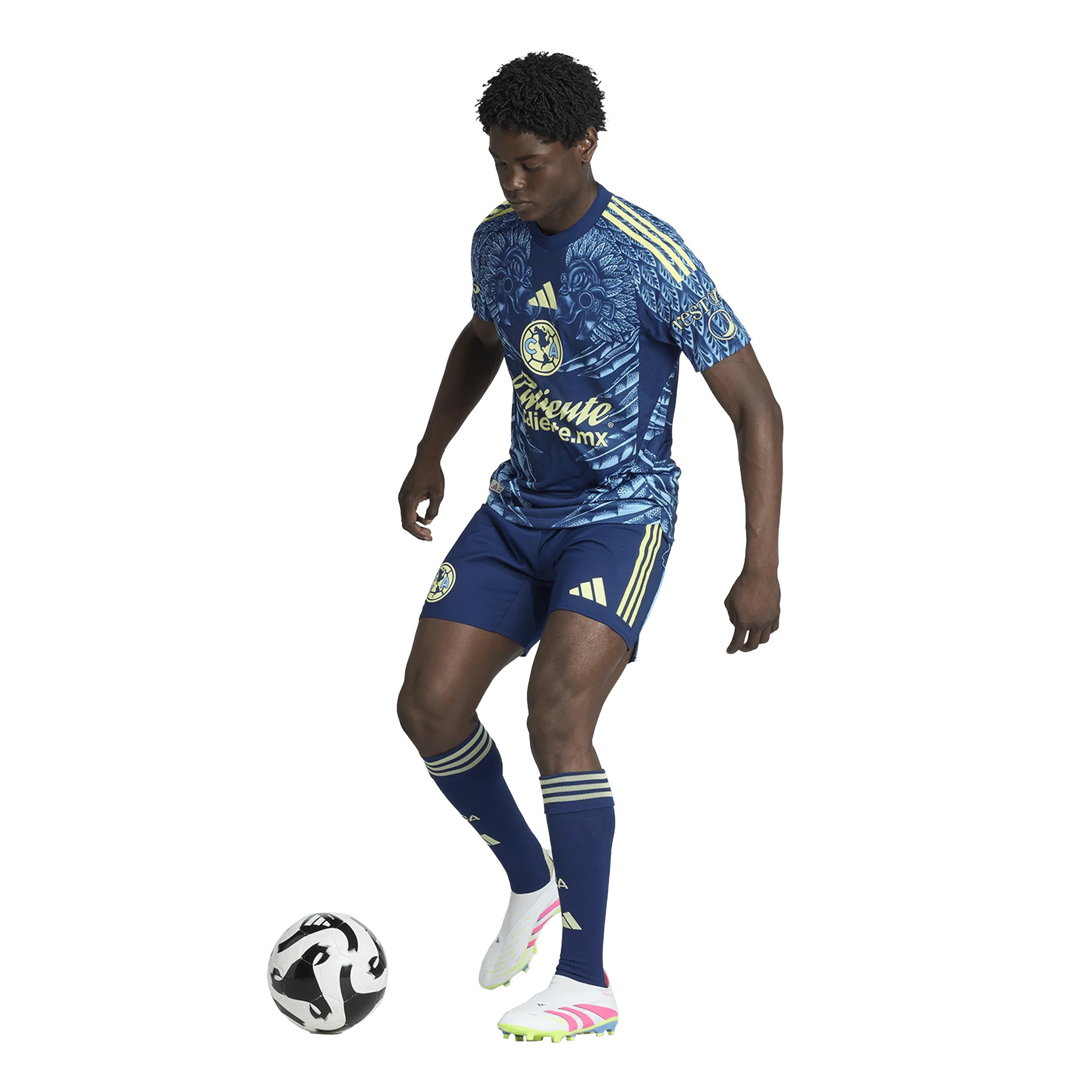 adidas Club América Mens Away Authentic Soccer Jersey 25 26 Blue