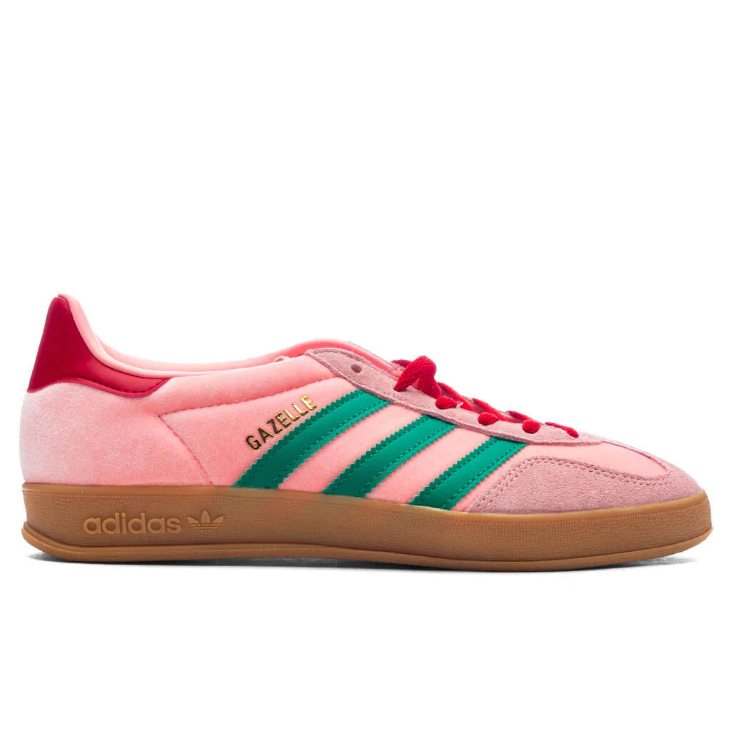 Womens Gazelle Indoor Court Green Glow Pink Gum