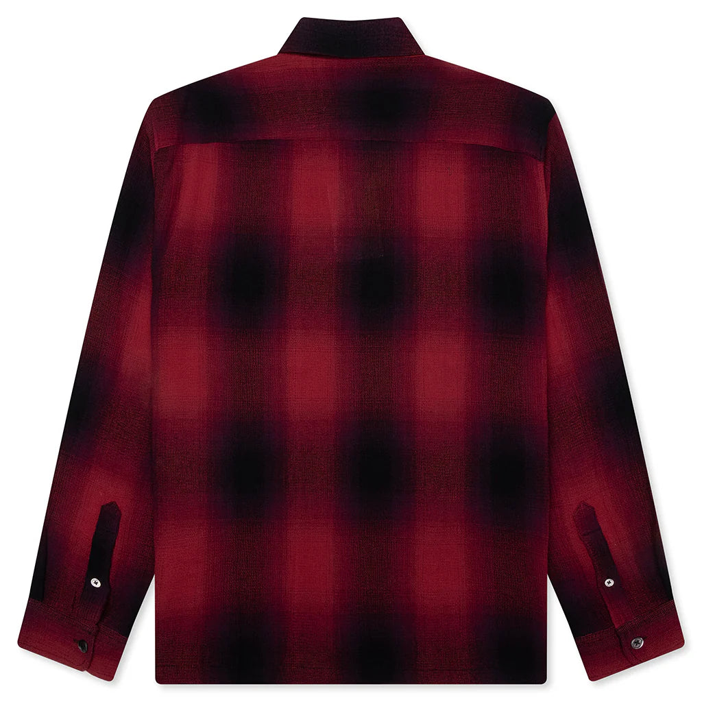 Loose Weave Plaid Shirt Red