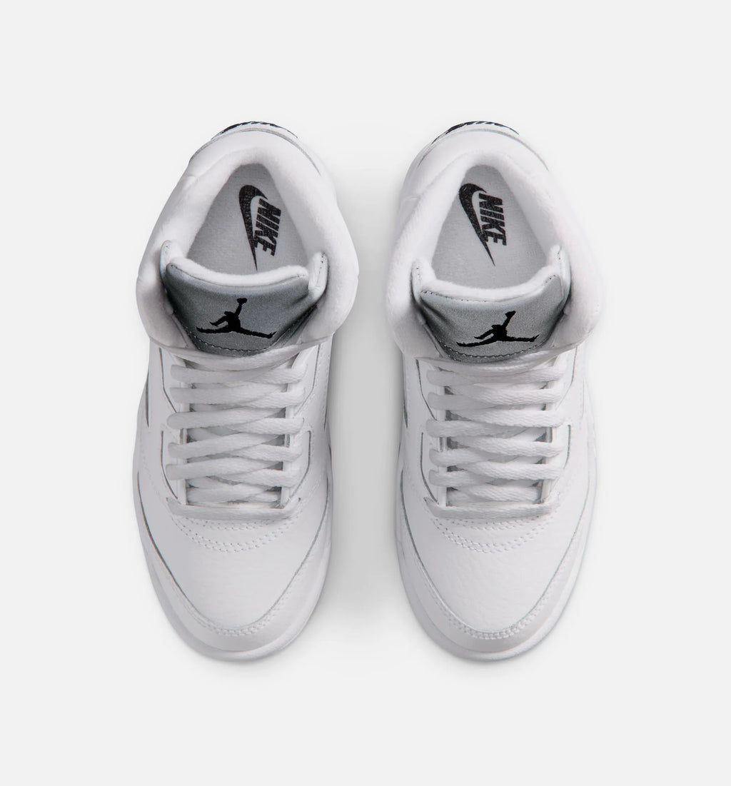 Air Jordan 5 Retro OG White Metallic Preschool Lifestyle Shoe White Black Metallic Silver Free Shipping