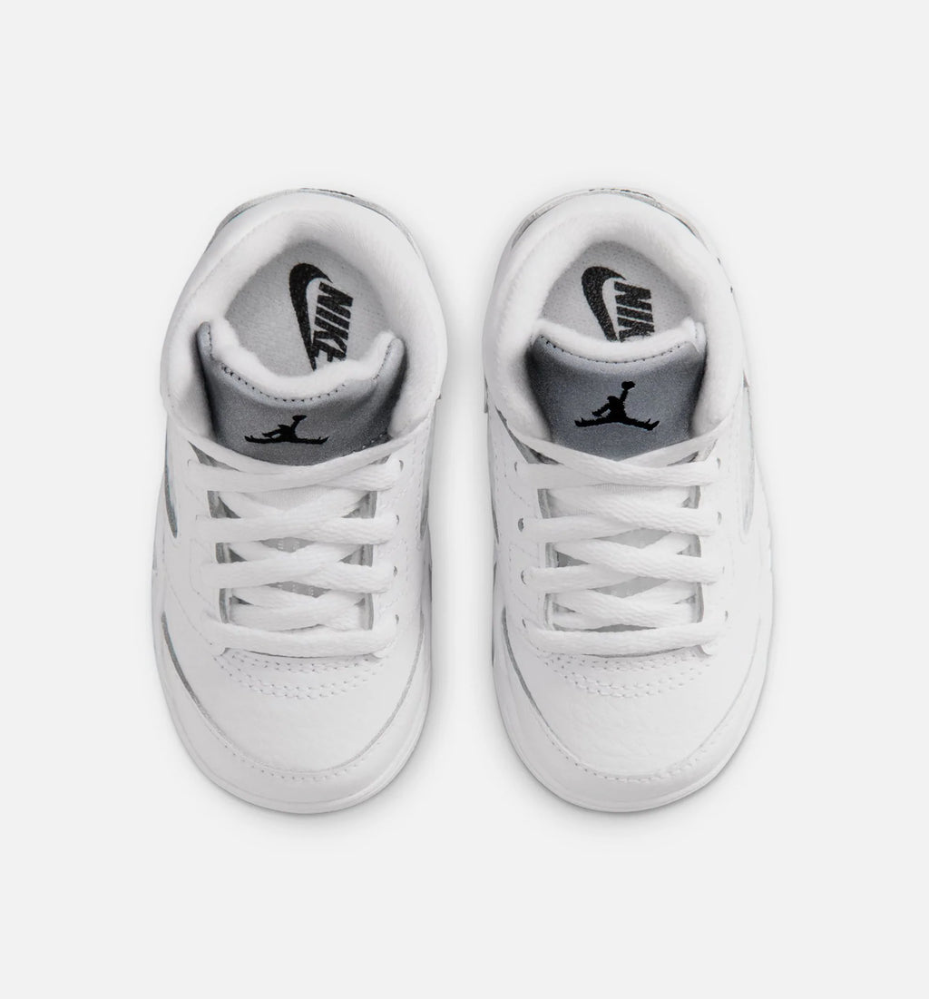 Air Jordan 5 Retro OG White Metallic Infant Toddler Lifestyle Shoe White Black Metallic Silver Free Shipping