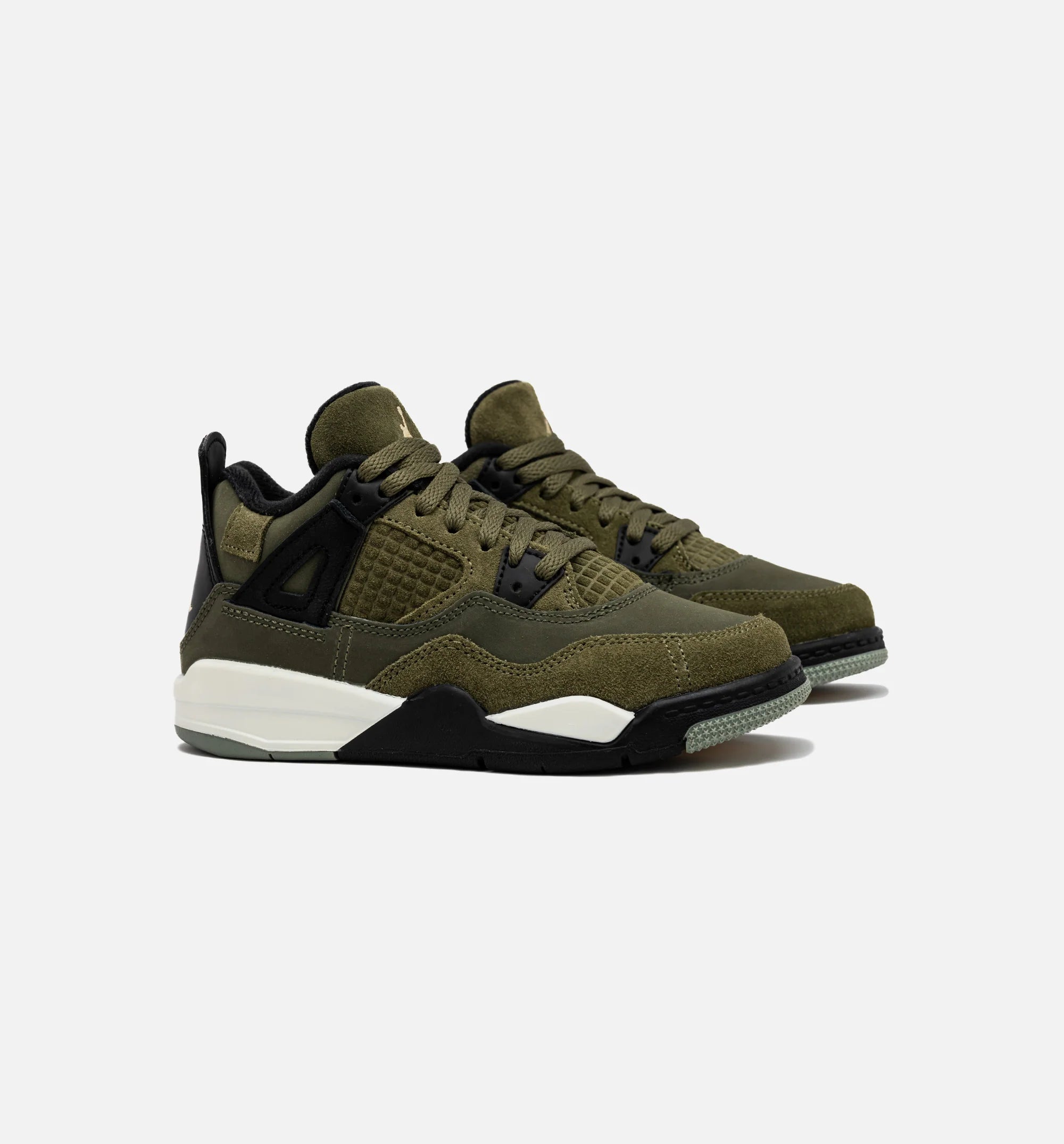 Air Jordan 4 Retro Craft Olive Preschool Lifestyle Shoe Medium Olive Black