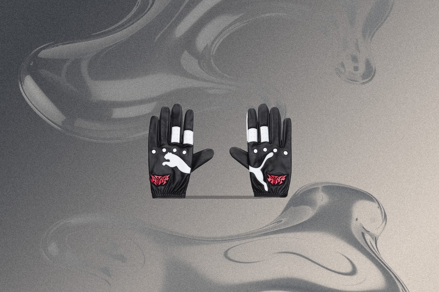 Puma x AAP Rocky Driving Gloves Black Fierce Red