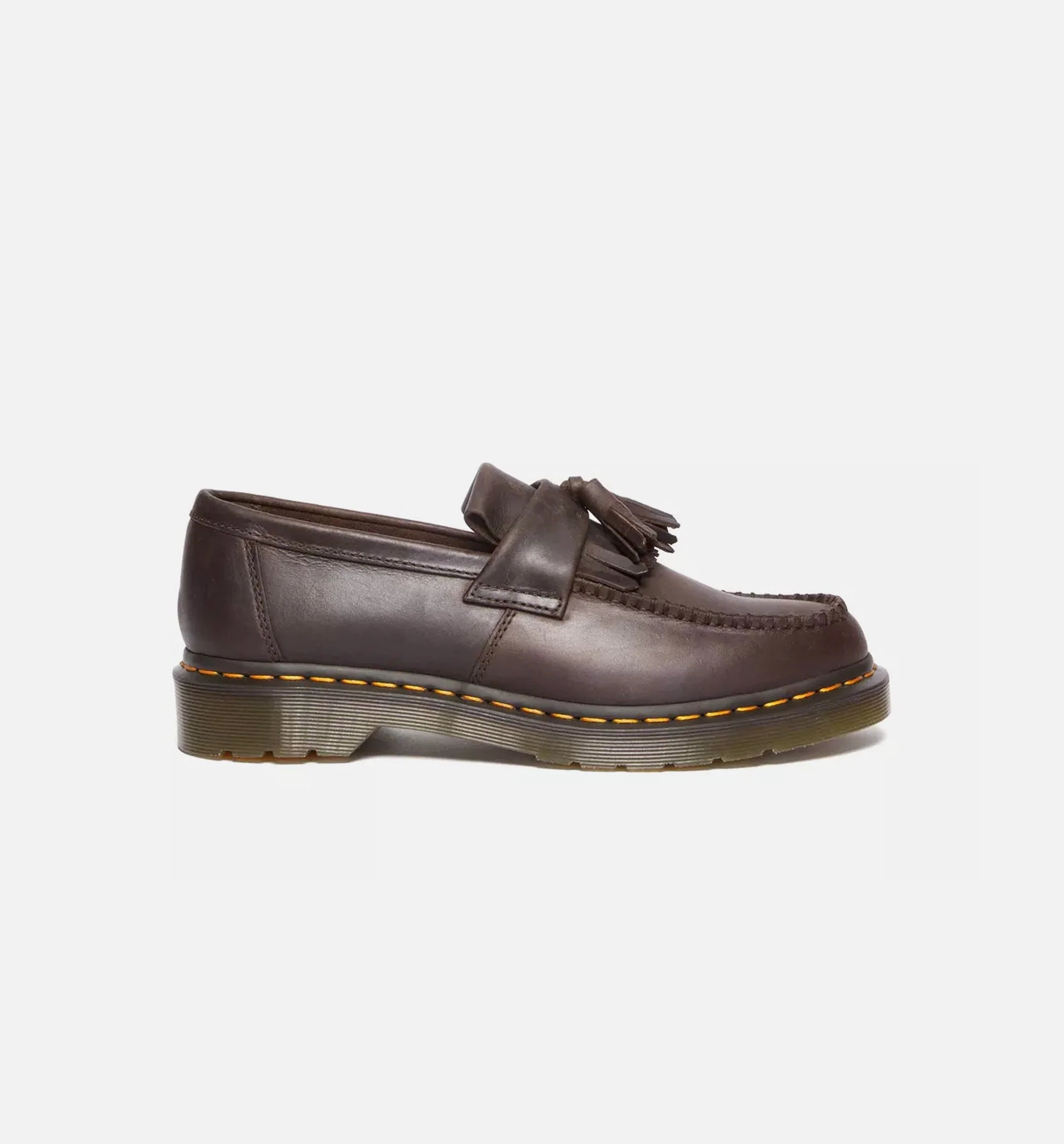 Adrian Crazy Horse Leather Tassle Loafer Mens Lifestyle Shoe Dark Brown