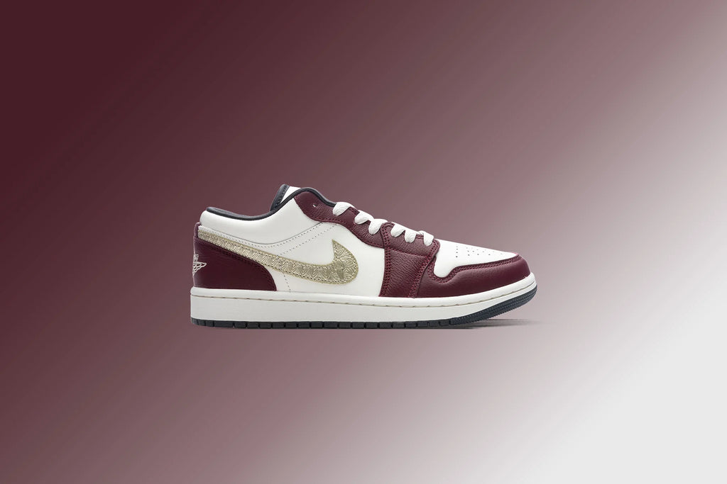 Womens Air Jordan 1 Low Chinese New Year Sail Metallic Gold Grain Dark Team Red