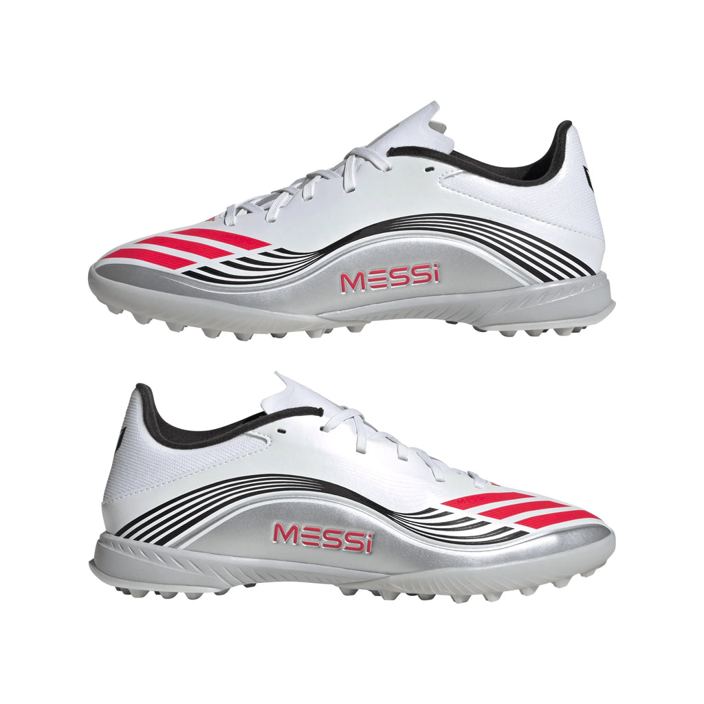 adidas F50 Messi League Turf Soccer Cleats White Red Silver
