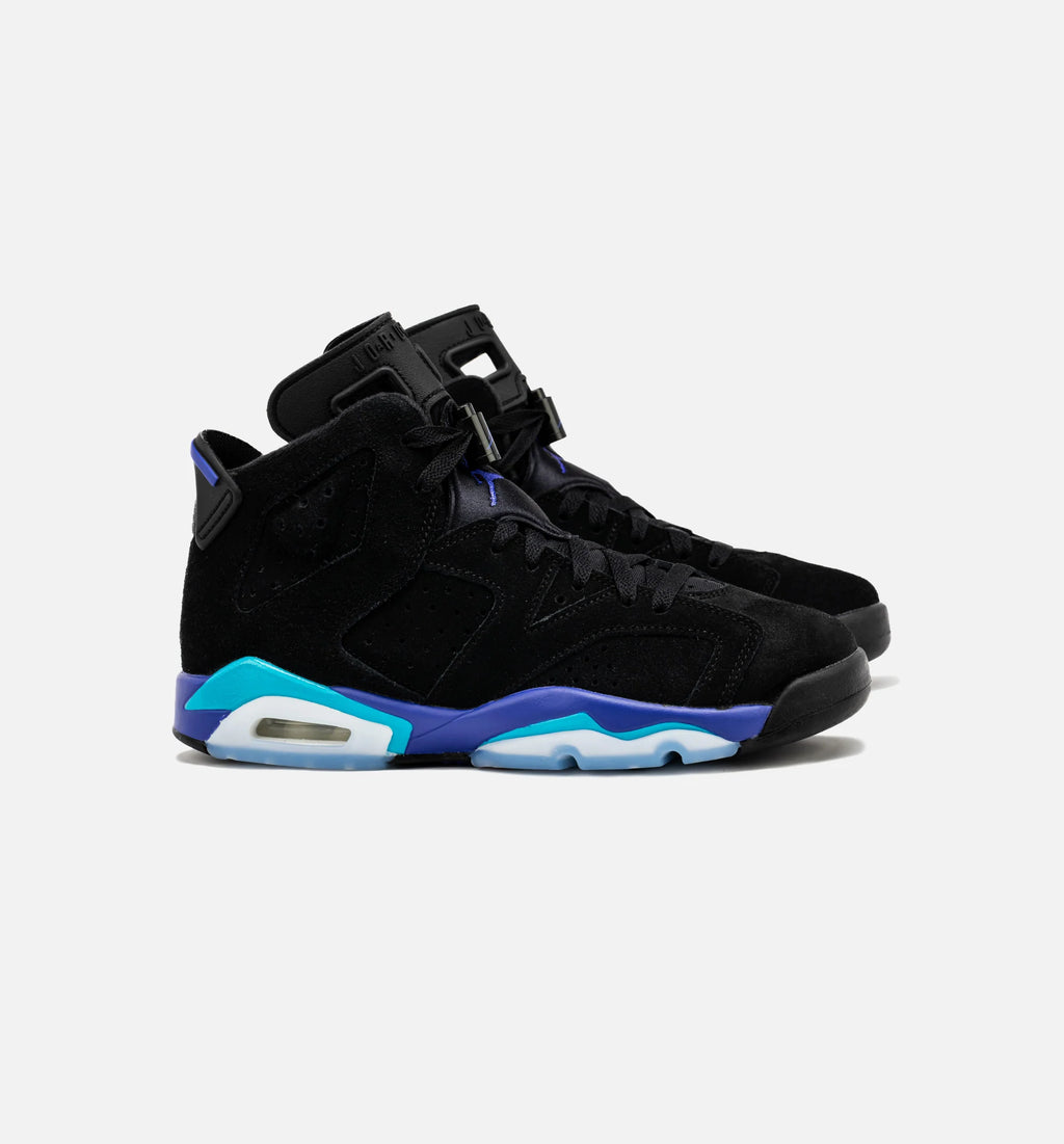 Air Jordan 6 Retro Aqua Grade School Lifestyle Shoe Black Aquatone Bright Concord