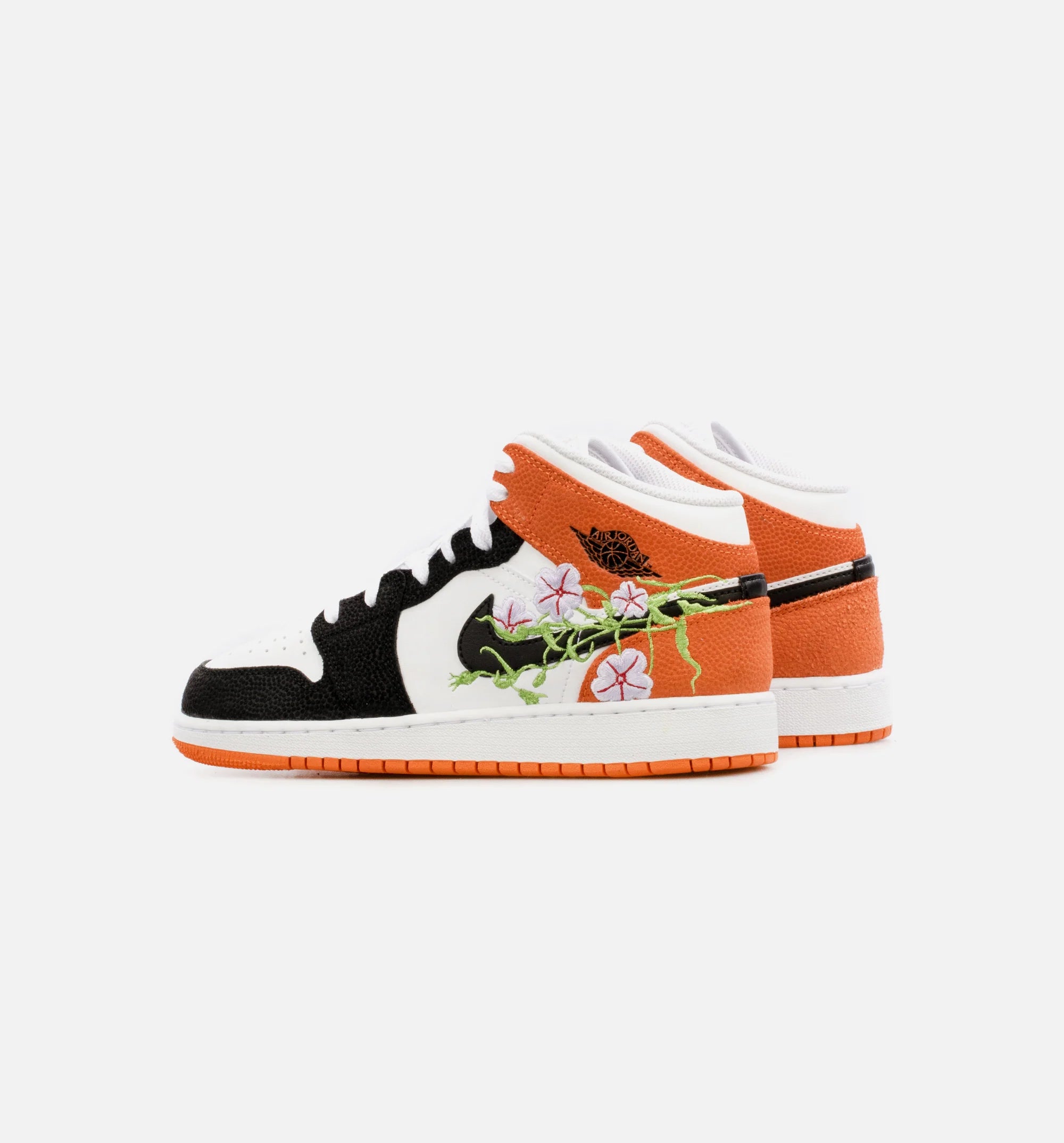 Air Jordan 1 Mid Grade School Lifestyle Shoe Orange Black