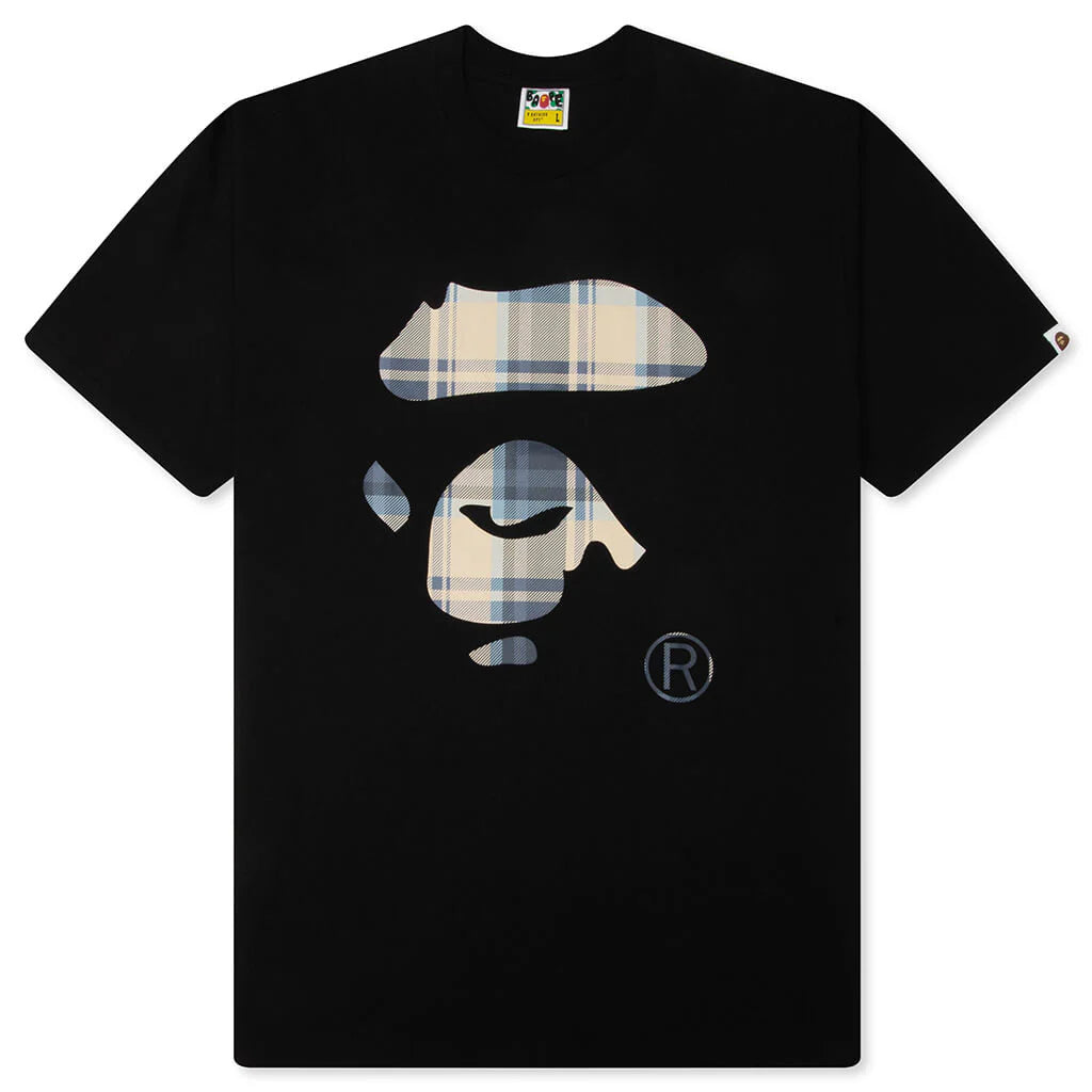 BAPE Check Ape Face Tee Black Blue