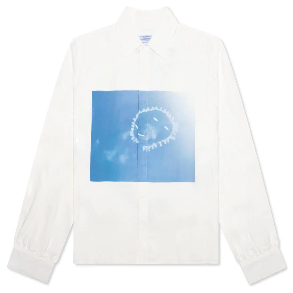 Cloud Smile LS Button Up Shirt White