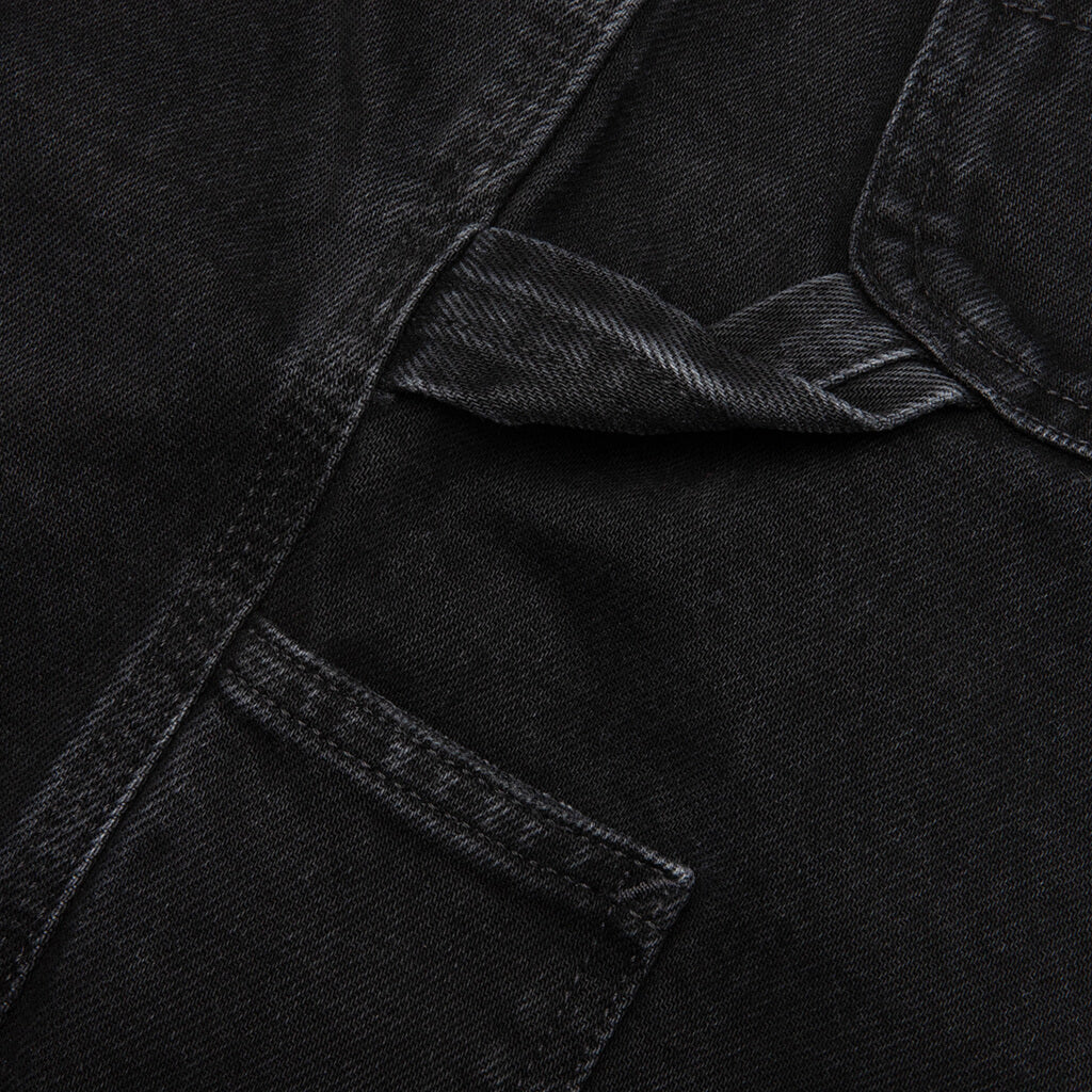 Single Knee Short Black Stone Washed