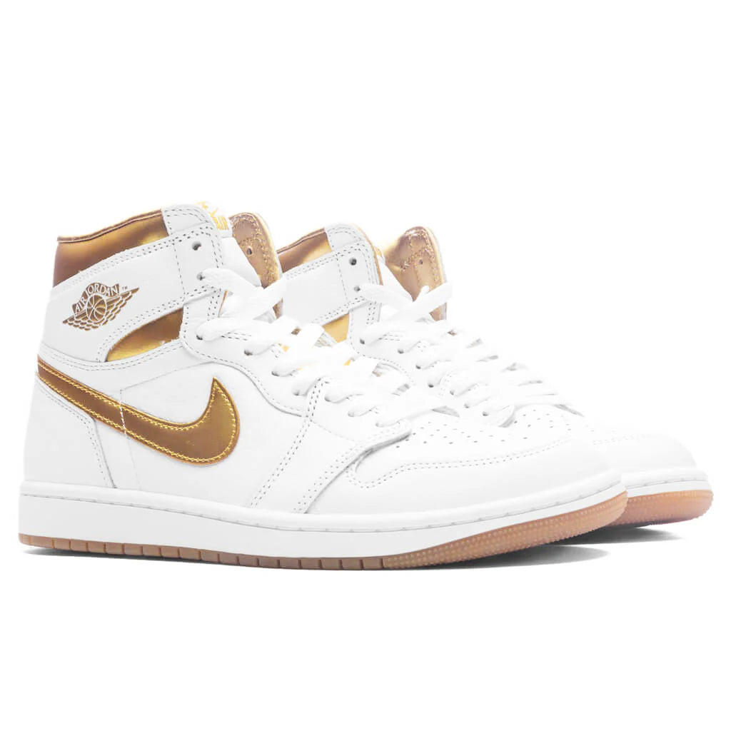 Womens Air Jordan 1 Retro High OG White Metallic Gold Gum Light Brown