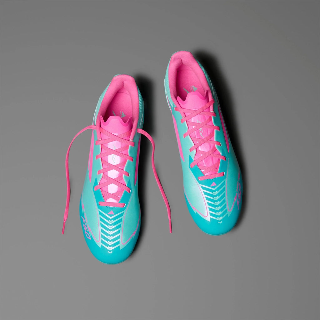 adidas F50 League Messi Firm Multi Ground Soccer Cleats Flash Aqua Lucid Pink Lucid Cyan