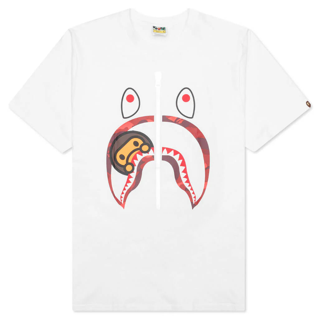 Color Camo Milo Shark Tee White Red