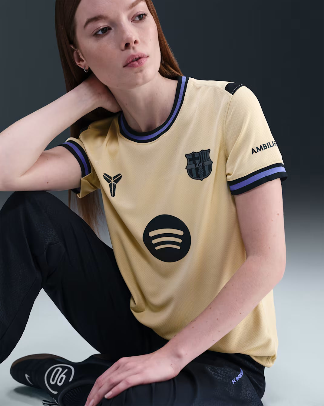 Nike FC Barcelona Womens Stadium Away Jersey 25 Gold Persian Violet Black