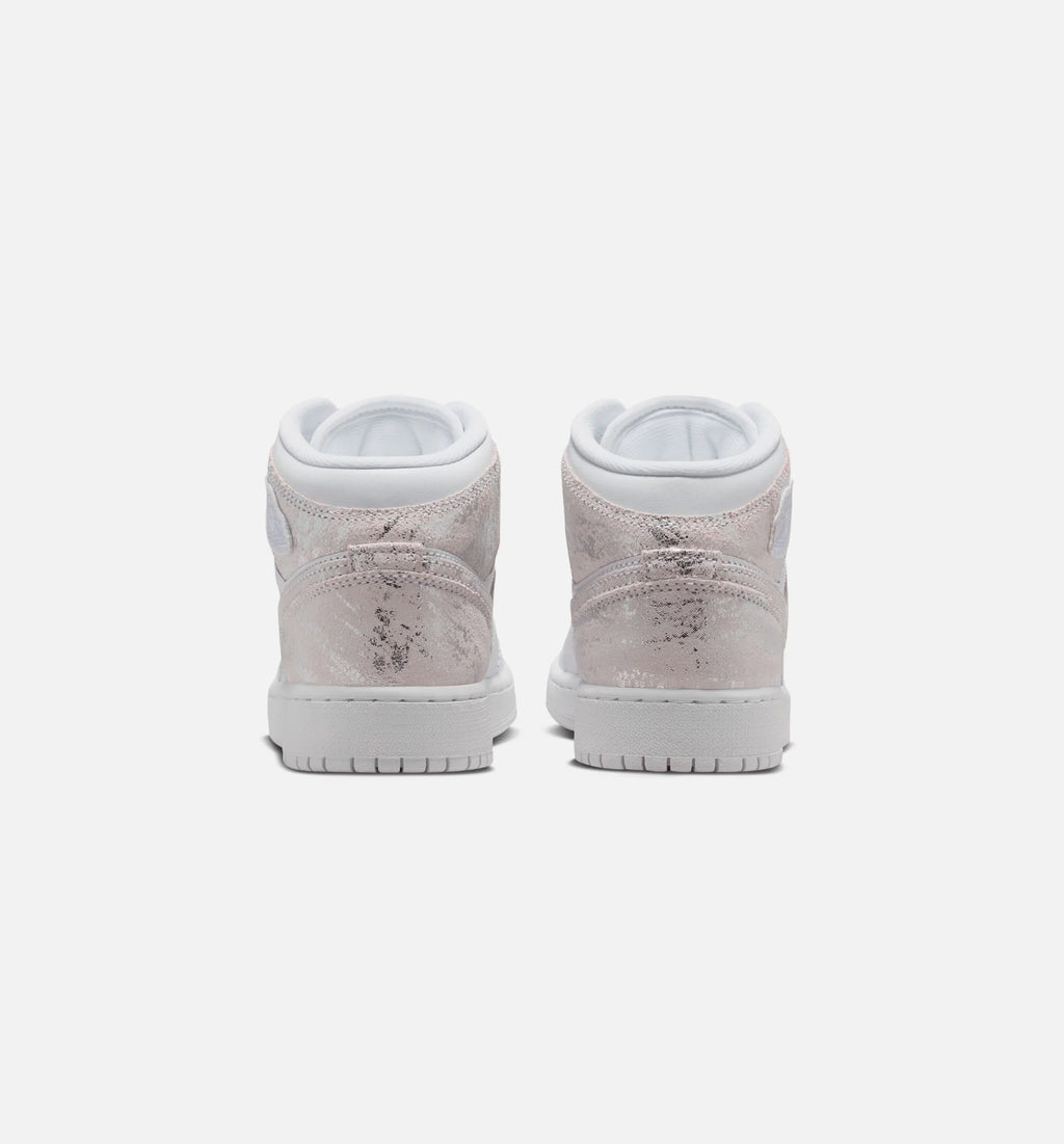 Air Jordan 1 Mid SE Grade School Lifestyle Shoe White Field Silver