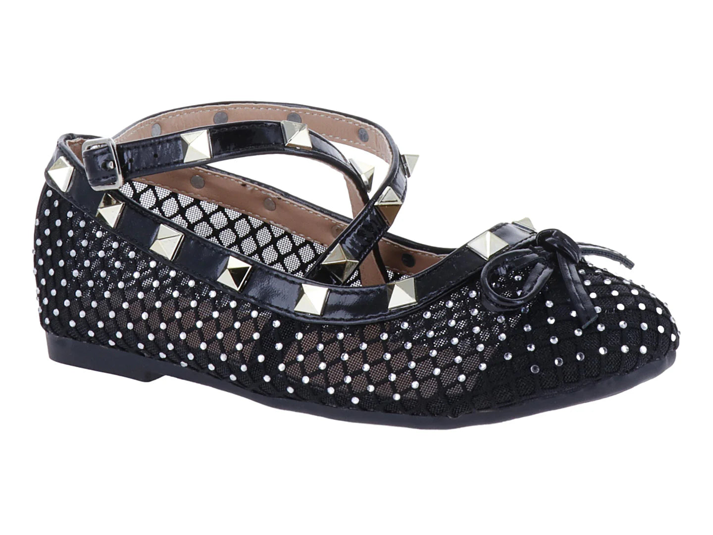 Ballerinas ROZE Negro con Detalles Dorados para Niña