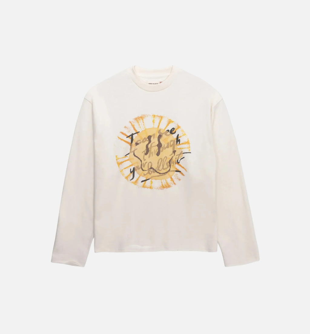 I Can See Through Your Bullshit Crew Mens Long Sleeve White
