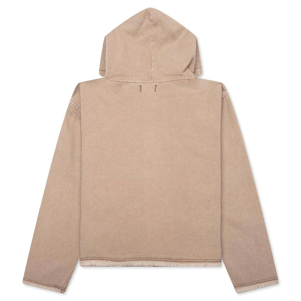Washed Canvas Zip Hoodie Tan