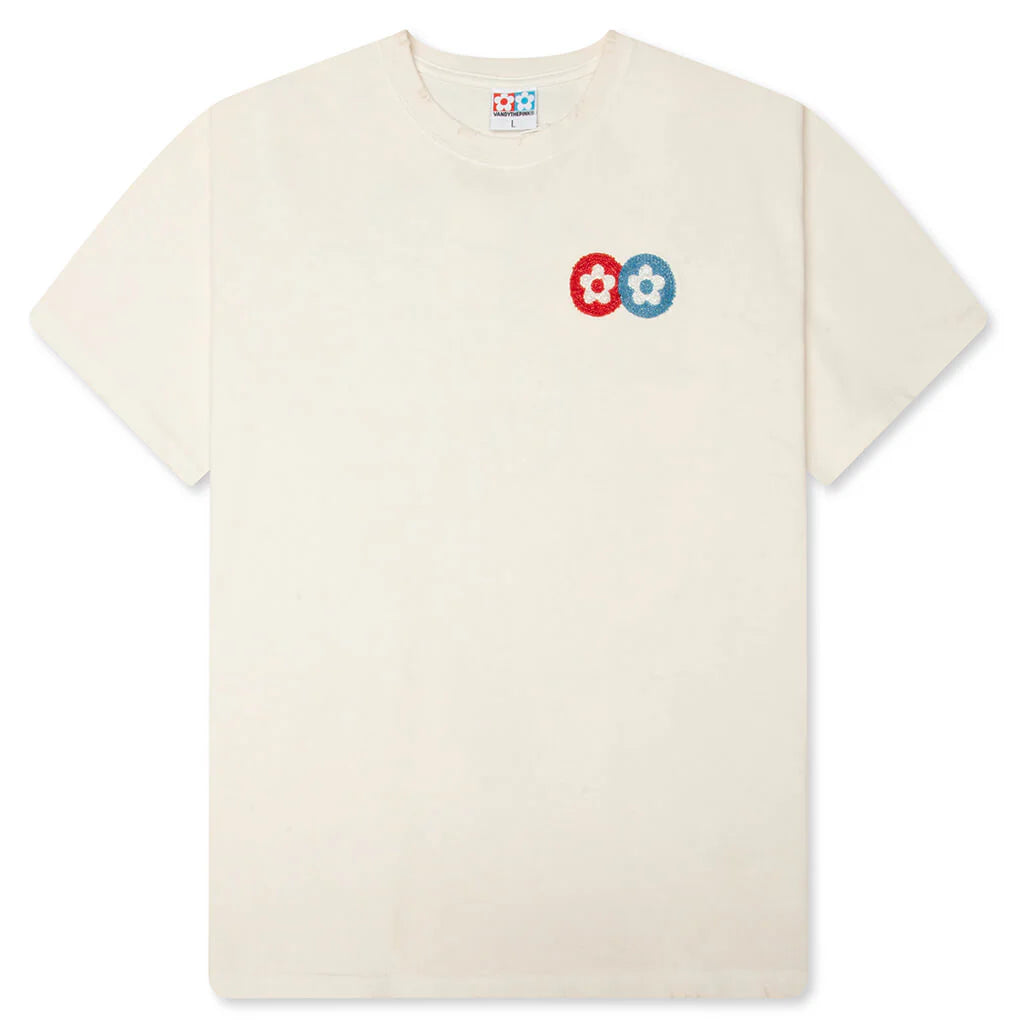 Beads Classic Flower Tee Washed Cream