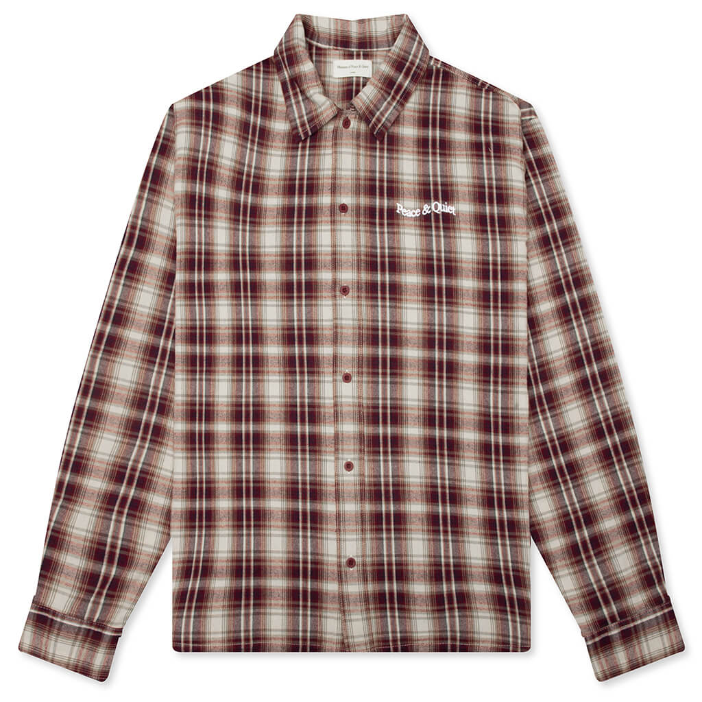 Wordmark Button Up Burgandy