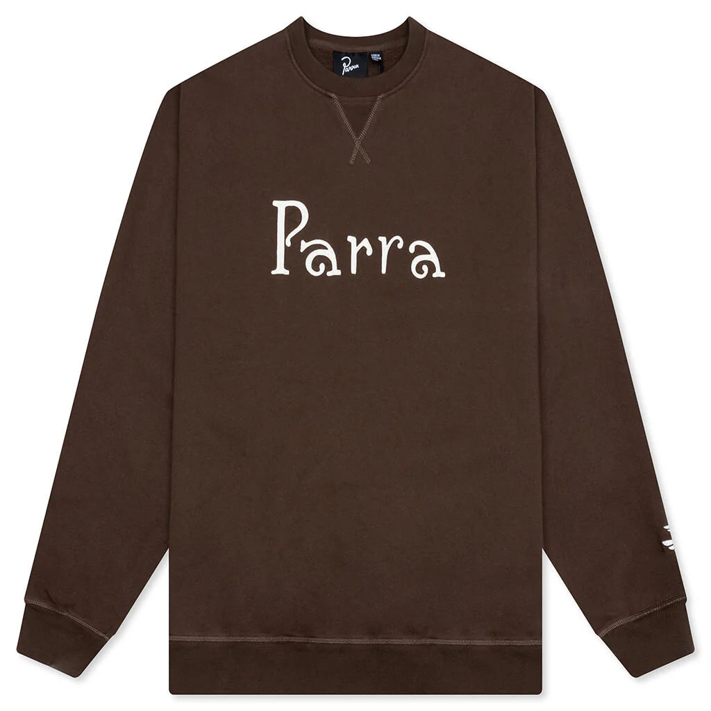 Weird Trad Logo Crew Neck Sweatshirt Brown