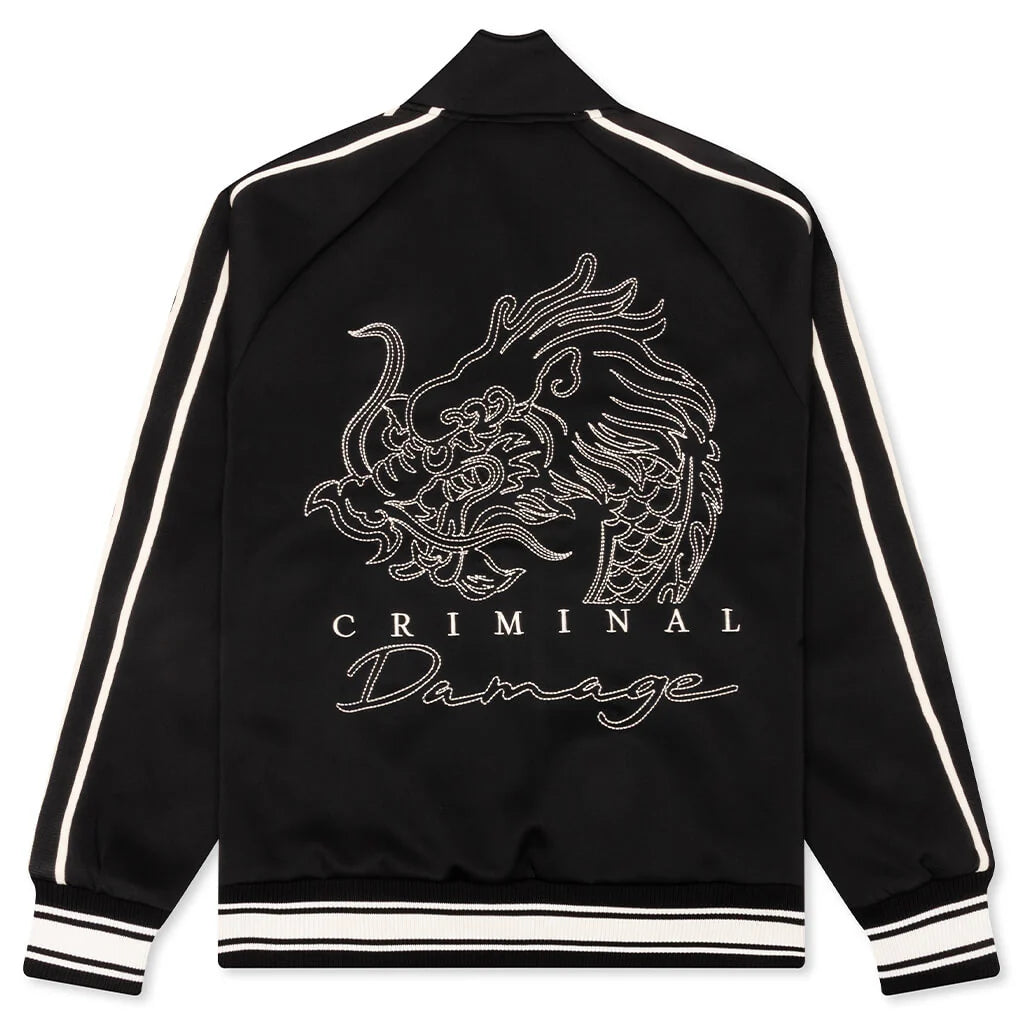 Dragon Embroidered Track Top Black