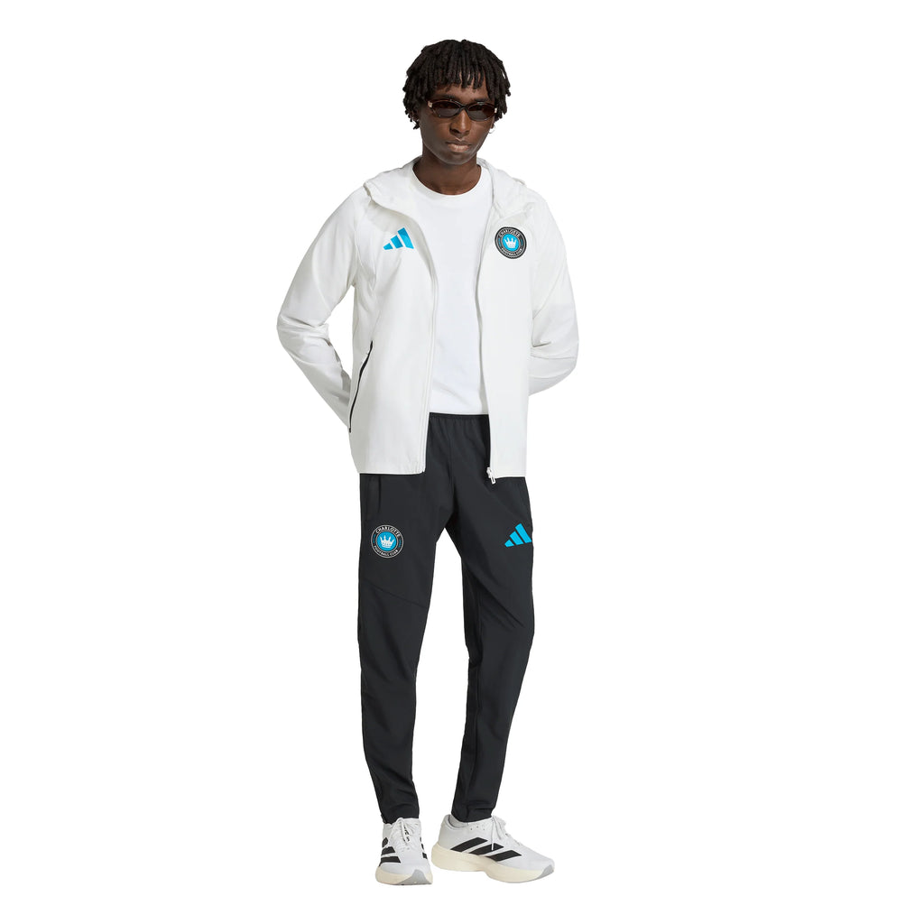 adidas Charlotte FC Tiro Travel Full Zip Mens Soccer Windbreaker White Blue