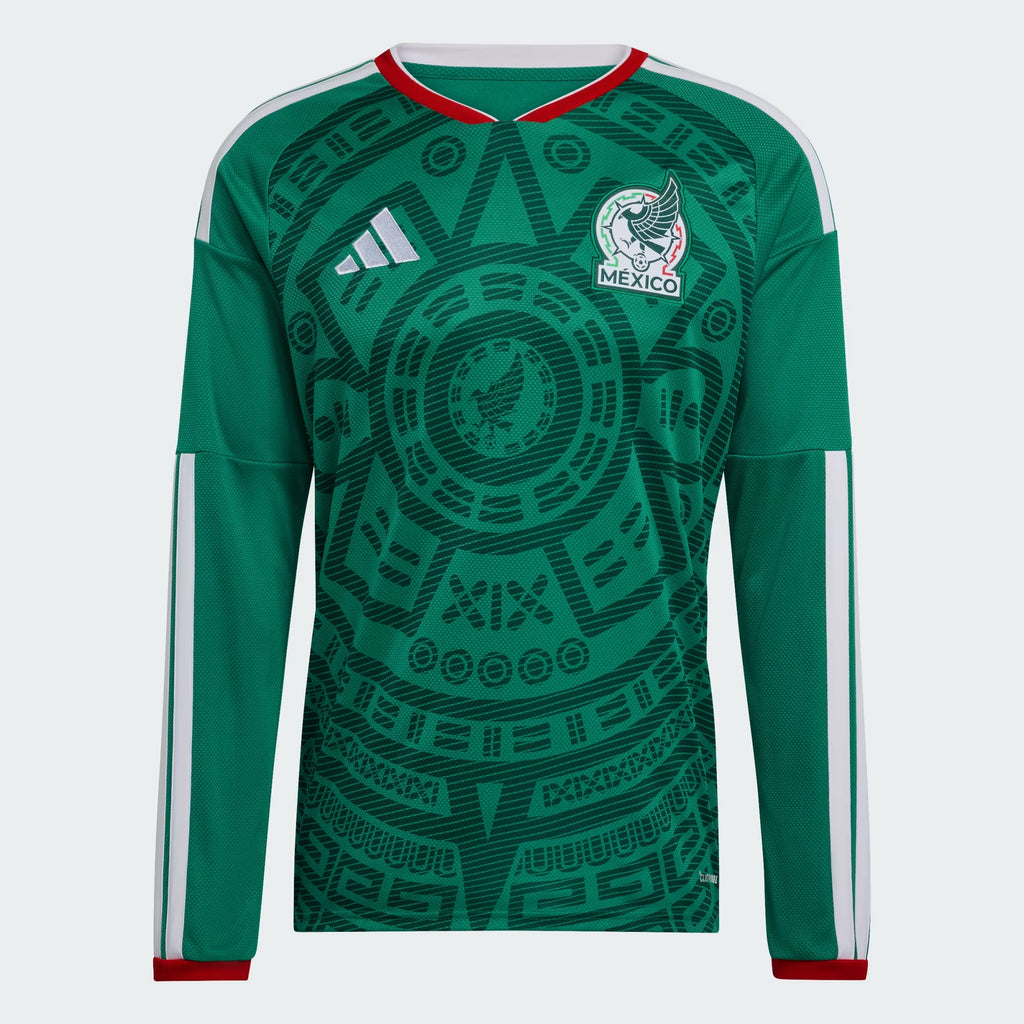 adidas Mexico Home Long Sleeve Mens Soccer Jersey 2026 Green