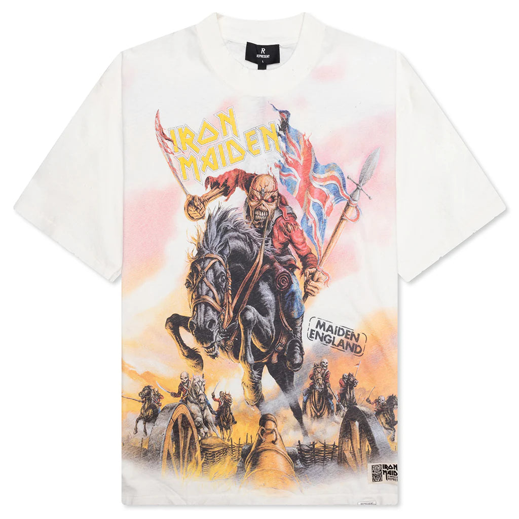 Represent x Iron Maiden Steed T Shirt Flat White