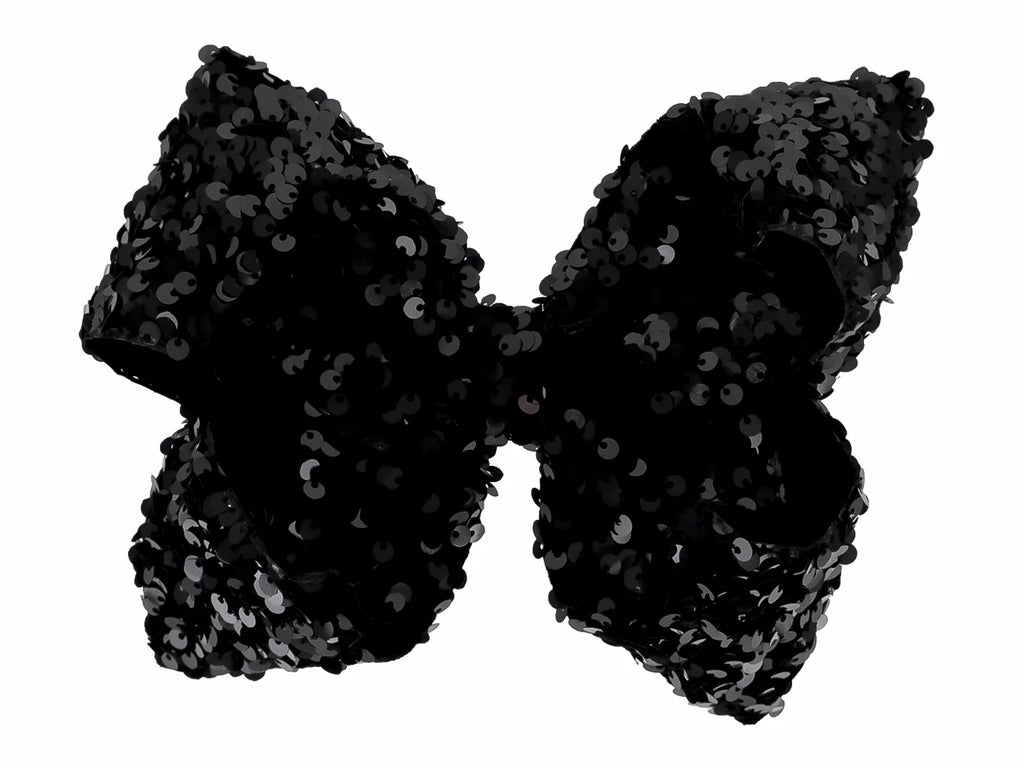 Moño Listonella Negro con Lentejuelas para Niña